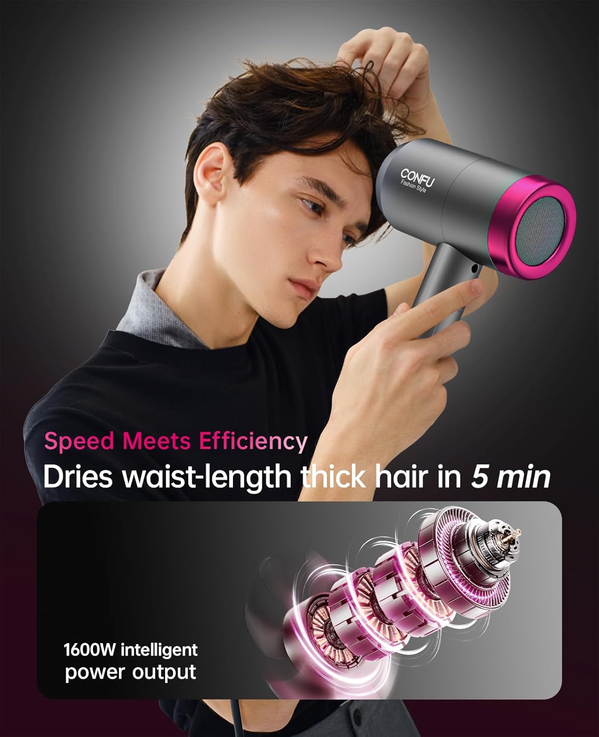 Detalle 2 de CONFU Ionic Blow Dryer 1600W Lightweight hairdryer