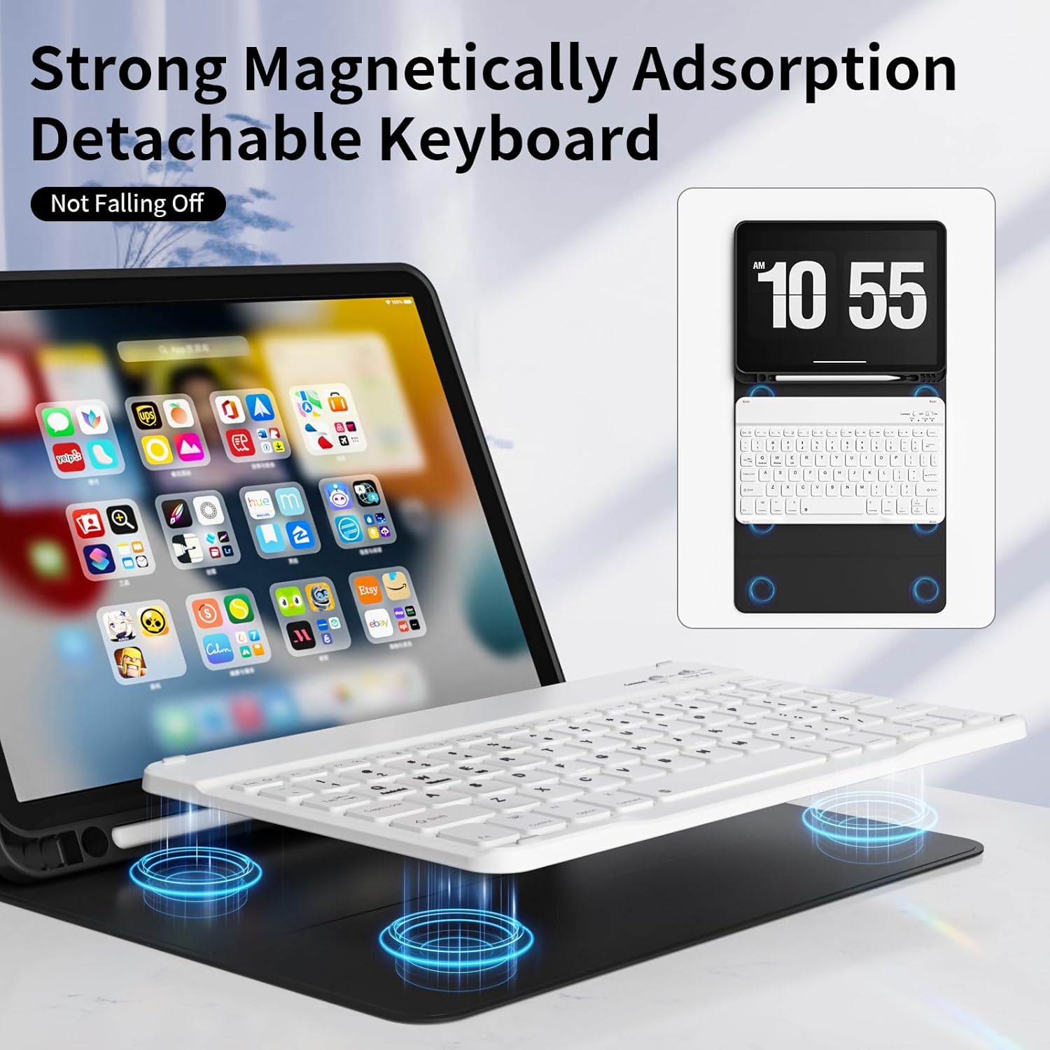 Thumbnail 1 de KVTVOU Magnetic Removable Keyboard Case for iPad A16 (2025 11th Gen) & iPad 10th Gen (2022) – Black