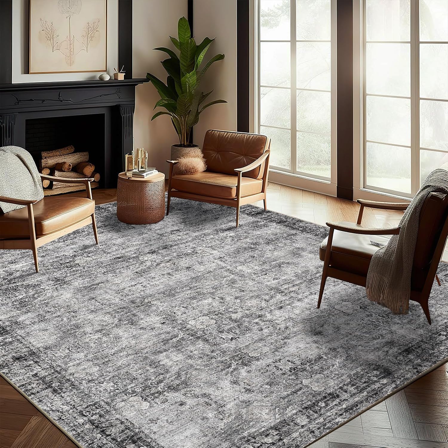 Detalle de CHAMPLANT Washable Area Rug 8'x10' Retro Boho