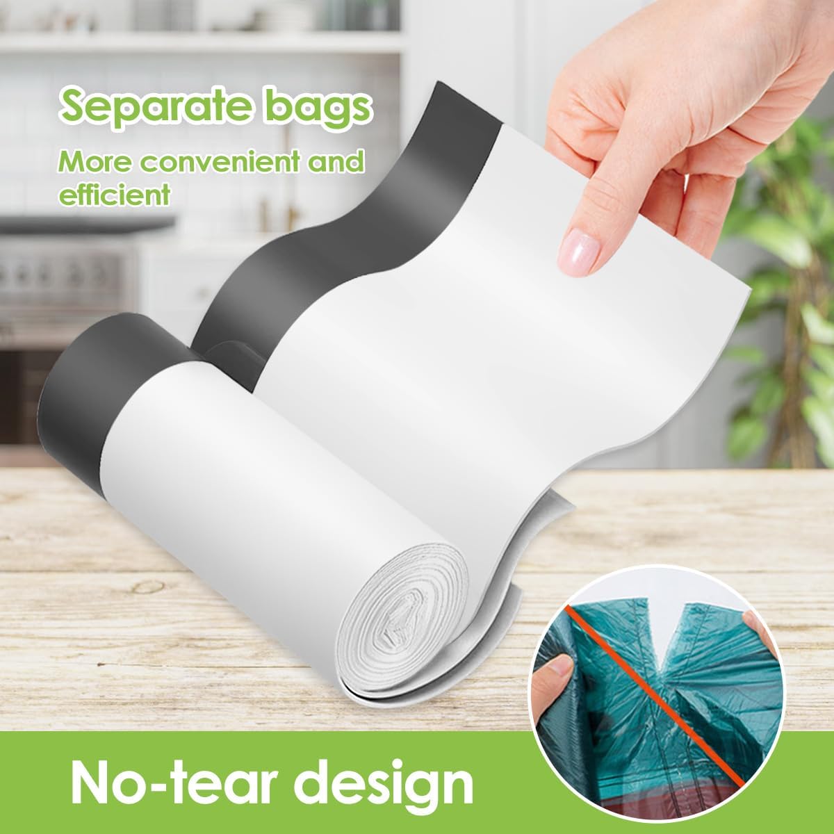 Thumbnail 2 de Teivio 1.6-Gallon Drawstring Trash Bags, 100 Count, White HDPE