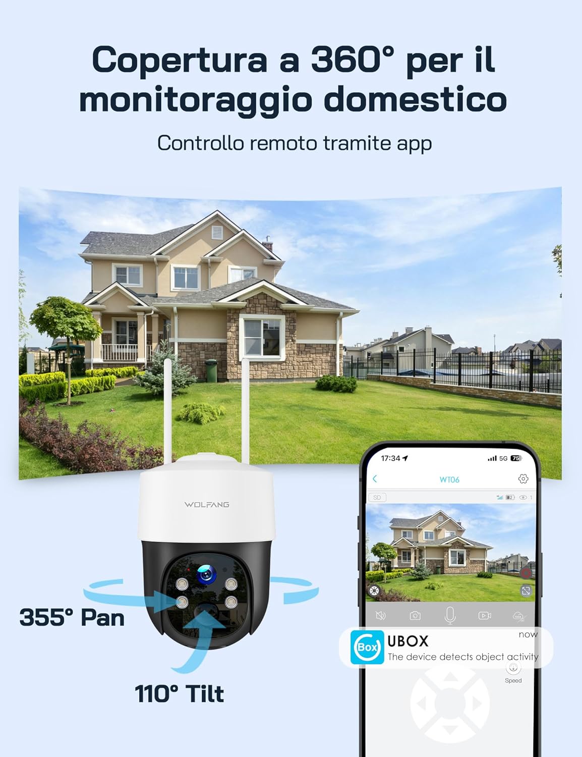 Thumbnail 4 de WOLFANG Telecamera Esterno 4G con SIM, pannello solare e 2.5K HD