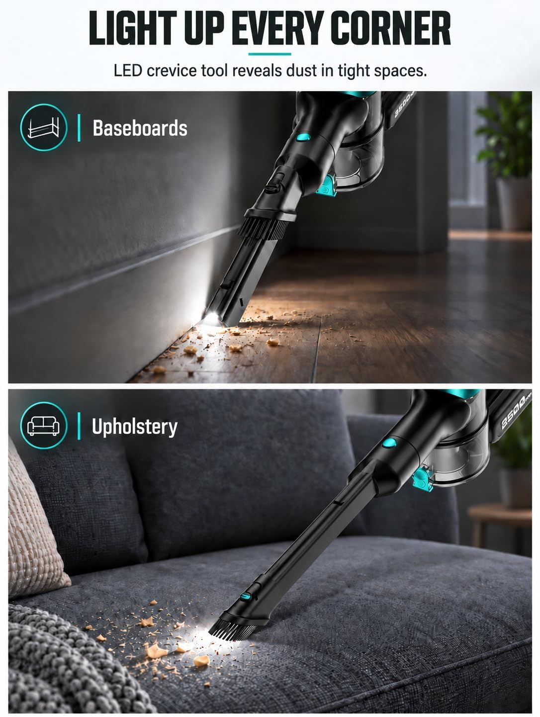 Detalle de OIRFND Cordless Stick Vacuum, 58KPa