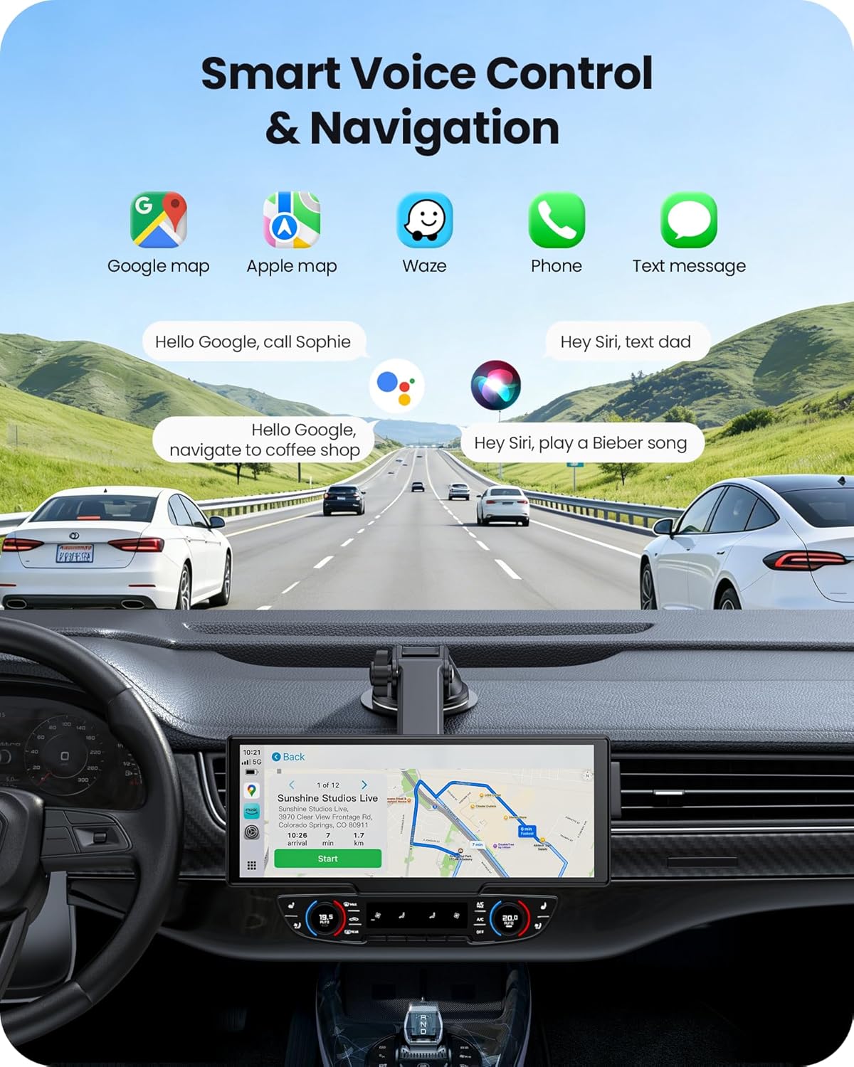Thumbnail 2 de Avaett 9.26" Portable CarPlay Screen with 4K Dash Cam, HD Backup Camera and OTA Updates (UK)
