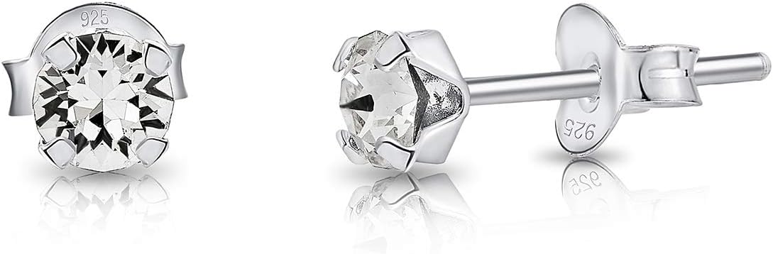 Thumbnail 1 de DTPsilver WINZIGE Ohrstecker aus 925 Sterling Silber mit Swarovski® Elements, sehr kleine runde Ohrstecker (4 mm)