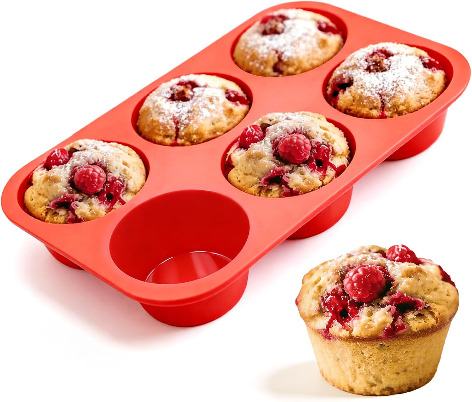Detalle de CAKETIME 3875 Jumbo Silicone Muffin Pan, 6-Cup, 3.5-Inch