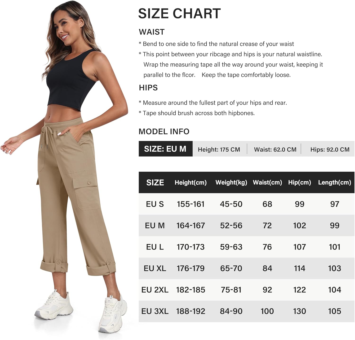 Thumbnail 6 de JINSHI Pantalon de Randonnée Femme Cargo 3/4