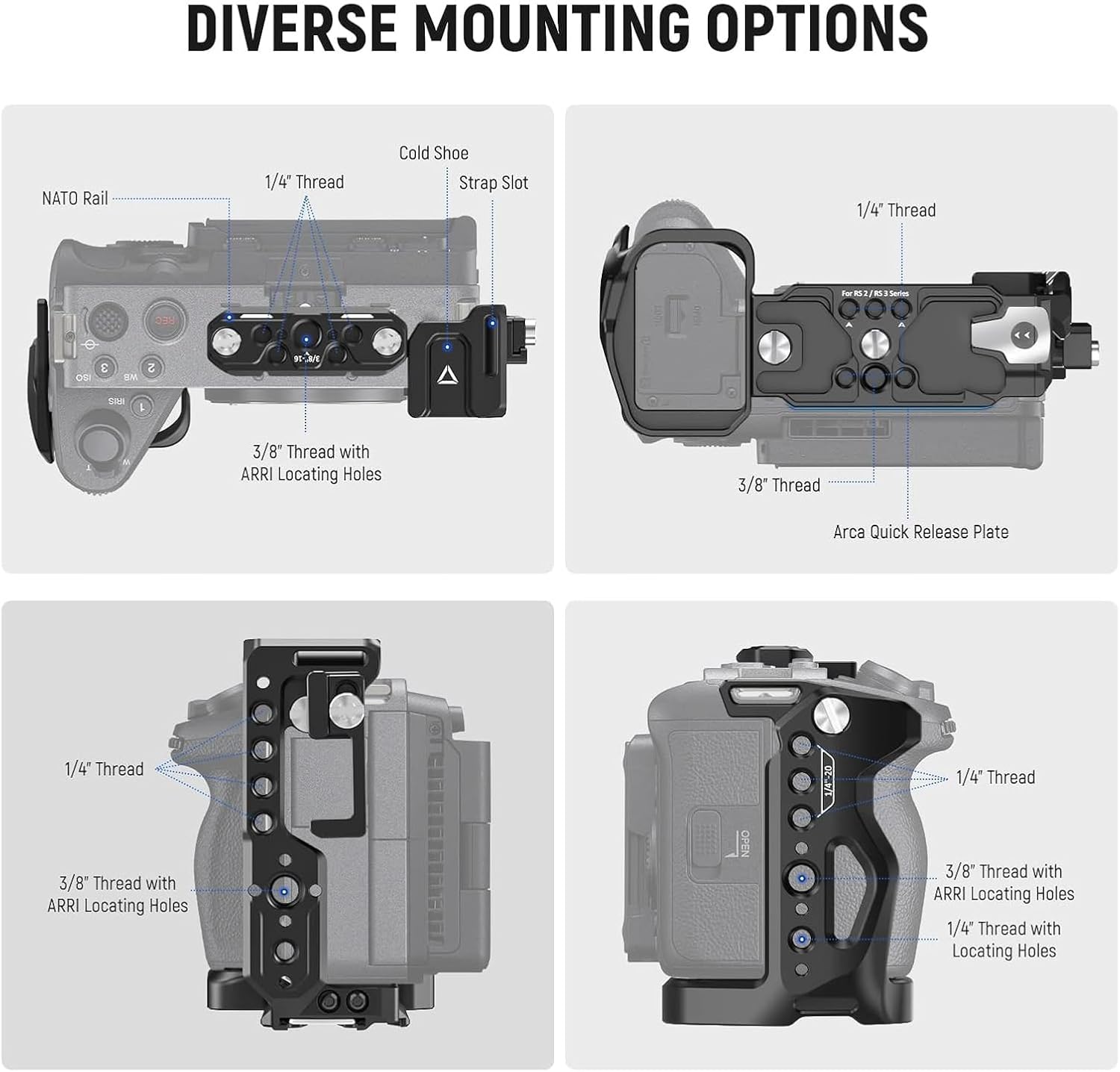Thumbnail 1 de NEEWER FX3/FX30 Cage in alluminio con guida NATO e morsetto HDMI, compatibile con Sony FX3/FX30 e DJI RS2/RS3