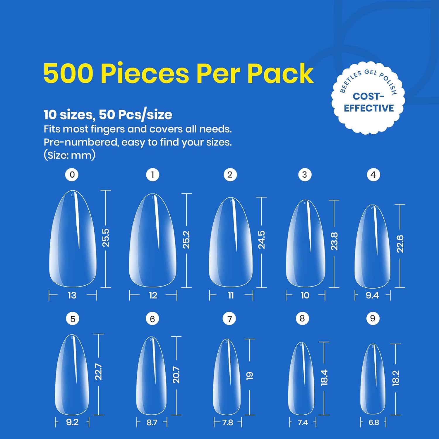 Detalle de Beetles Gel Nail Tips Almond Medium 500pcs ๐