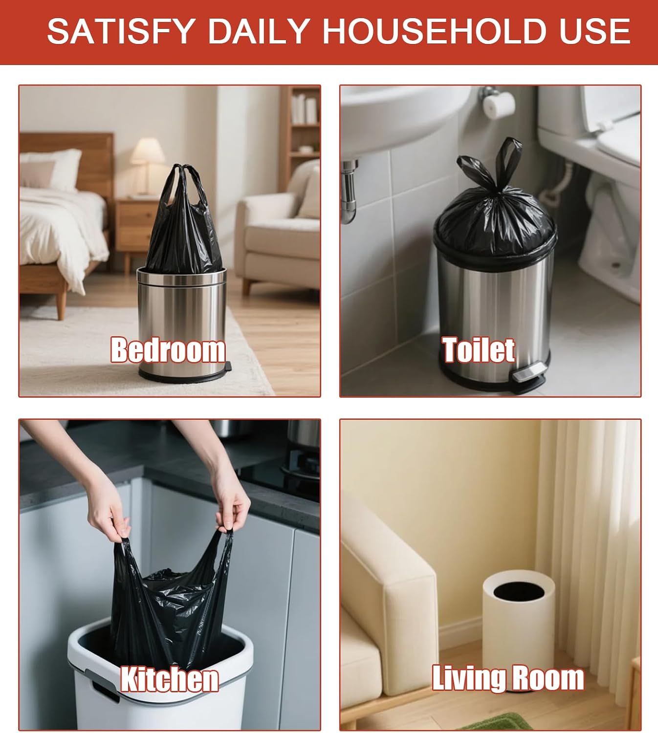 Thumbnail 5 de RULDGEE 25L Bin Liners with Tie Handles 60 Count