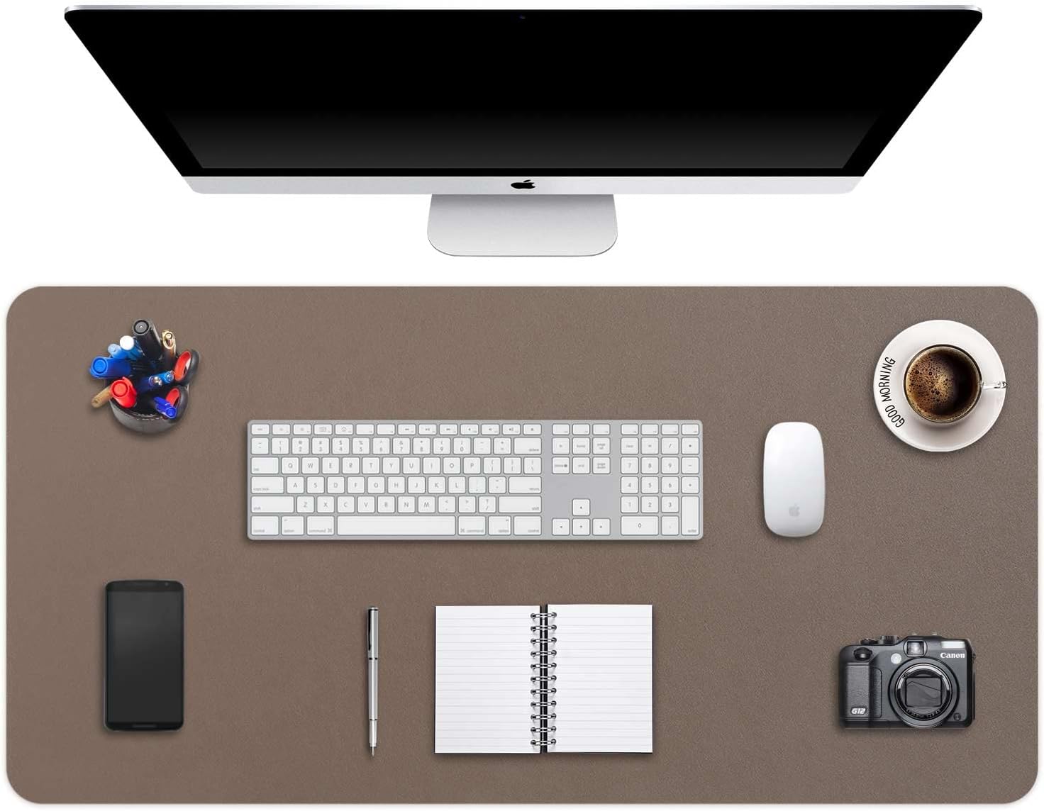 Thumbnail 6 de DOBAOJIA Mausepad XL 80 x 40 cm – doppelseitig nutzbare PU-Leder-Schreibtischmatte für Laptop, Maus & Schreiben (Azurblau/Silber)