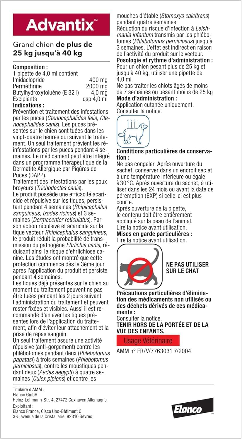 Thumbnail 1 de Advantix Grand Chien 25–40 kg — Pipettes antiparasitaires 4 x 4,0 ml