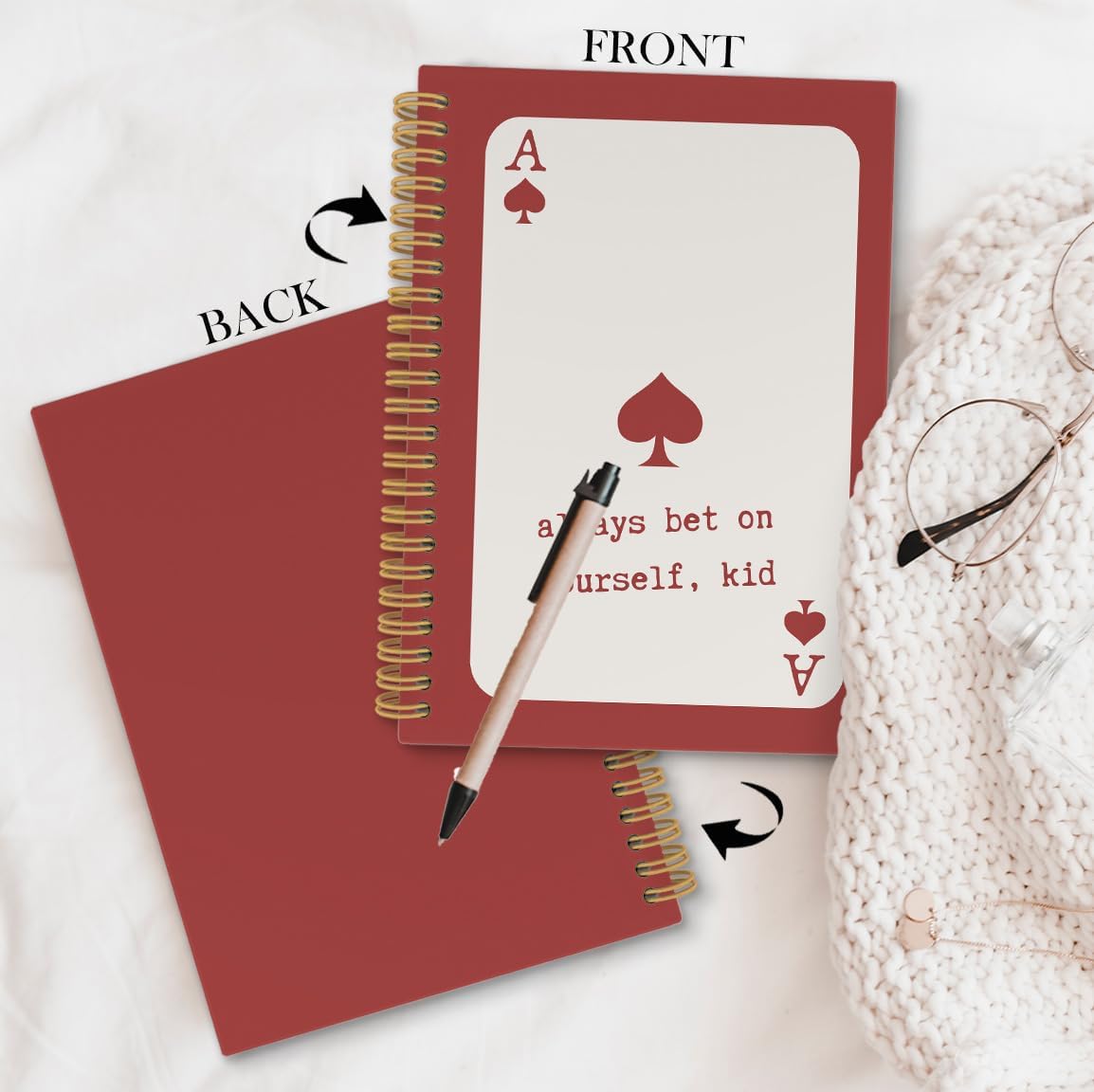 Detalle 2 de laveliabel Red Preppy Spiral Notebook, 5.5 x 8.3 Inches, Hardcover