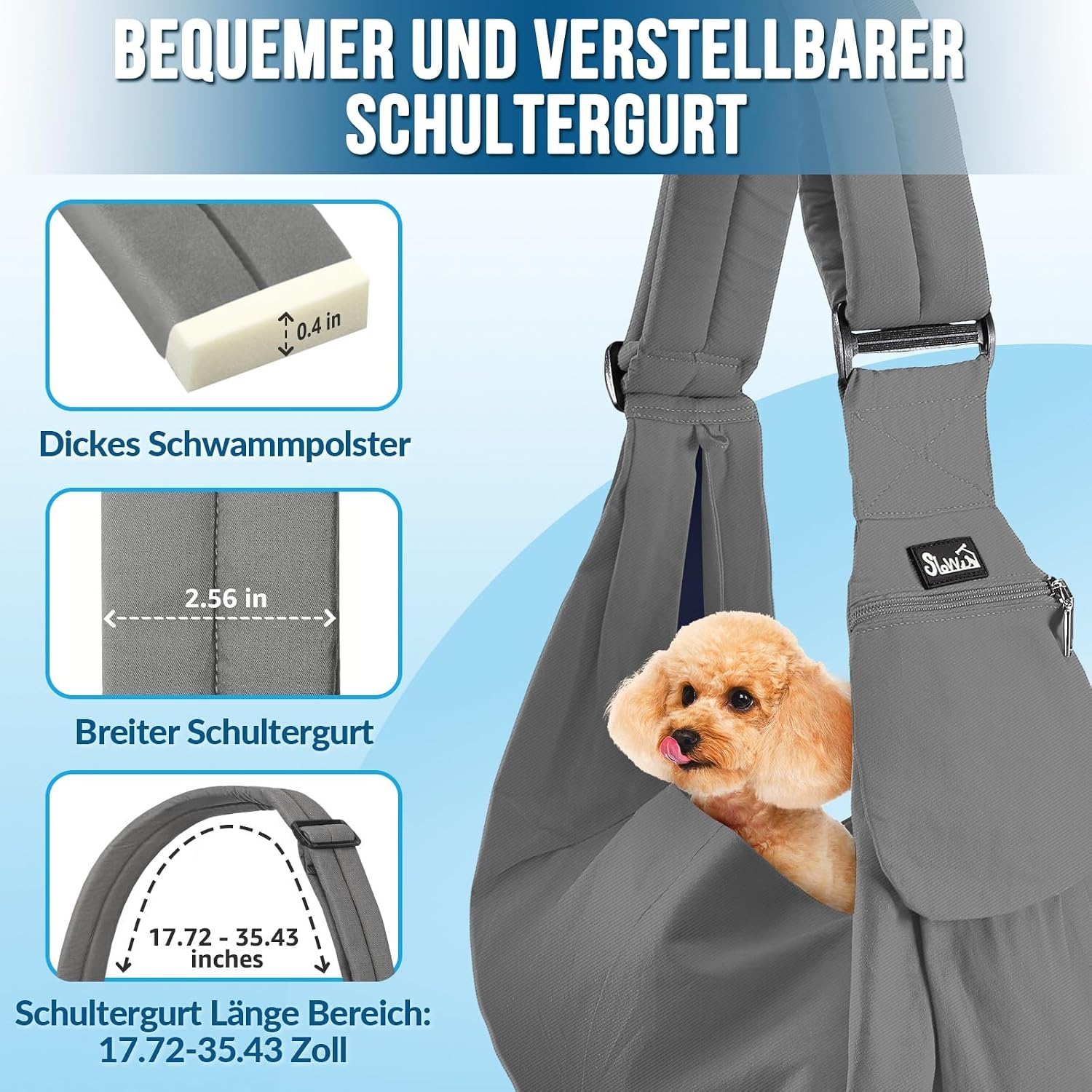 Detalle de SlowTon Hundetragetasche – Gepolsterte Tragetasche für kleine Hunde und Katzen