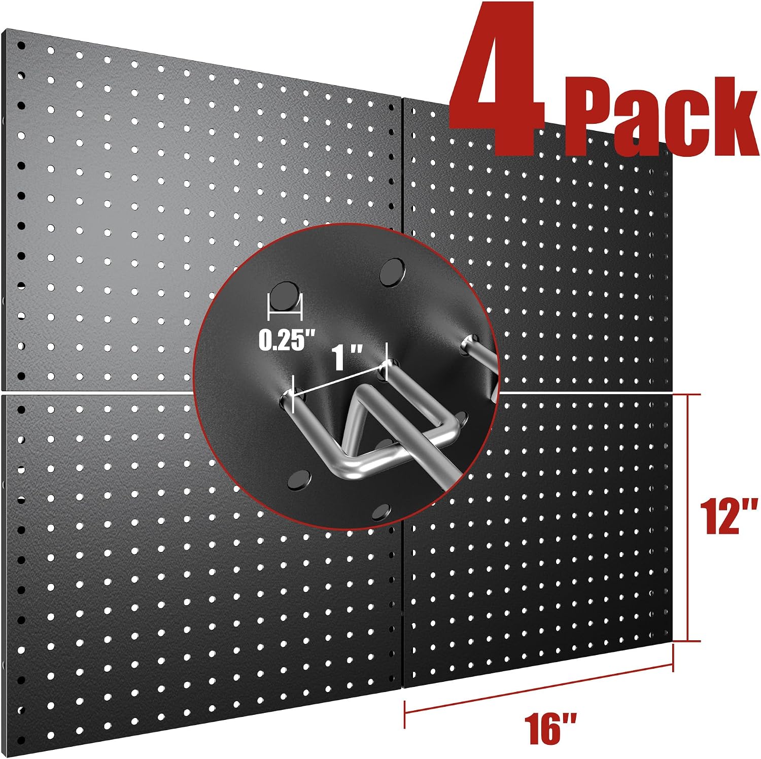Detalle de 7S garage 16*12 Metal Pegboard Organizer, 4 Panels with 50 Hooks