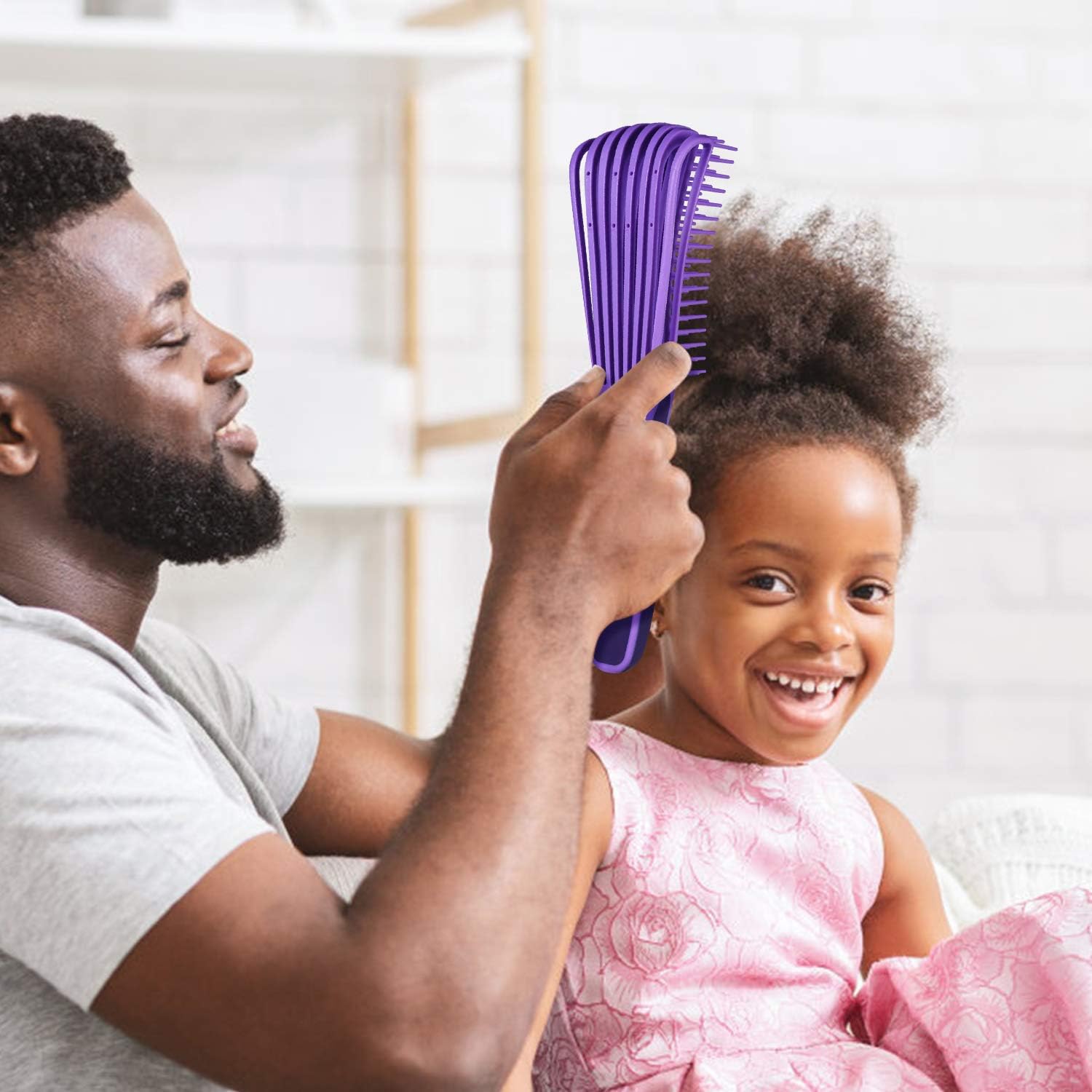 Thumbnail 5 de BESTOOL Brosse à cheveux violette pour démêler les boucles et cheveux afro (3/4abc)