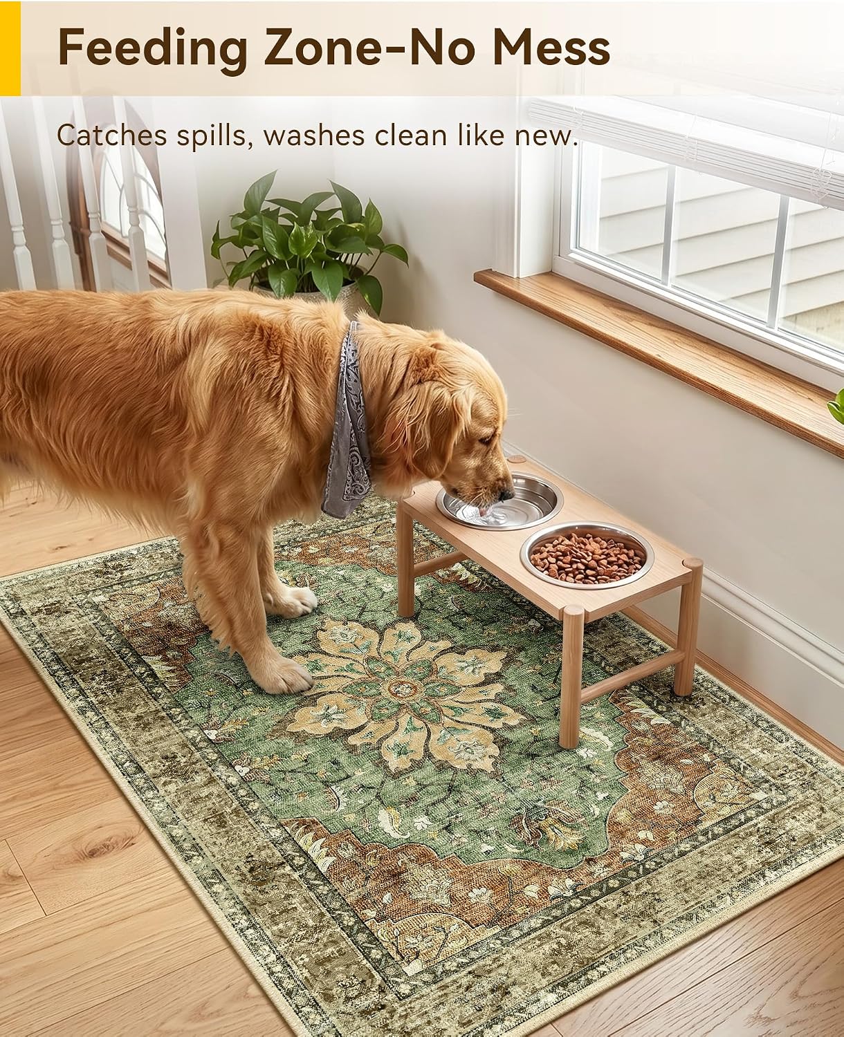 Detalle de RELEANY 2 x 3 ft washable vintage medallion rug