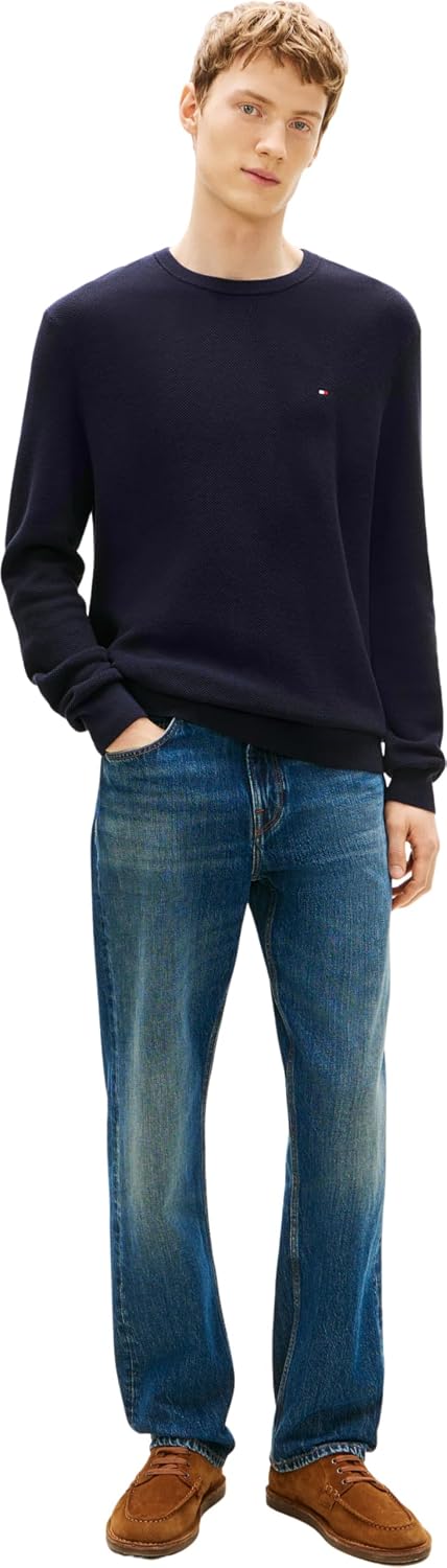 Detalle de Tommy Hilfiger Pull Homme Essential Structure – Bleu Desert Sky, Regular Fit, L