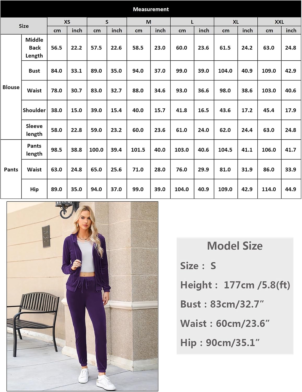 Thumbnail 5 de Aottori Women Velour Tracksuit Set 2‑Piece