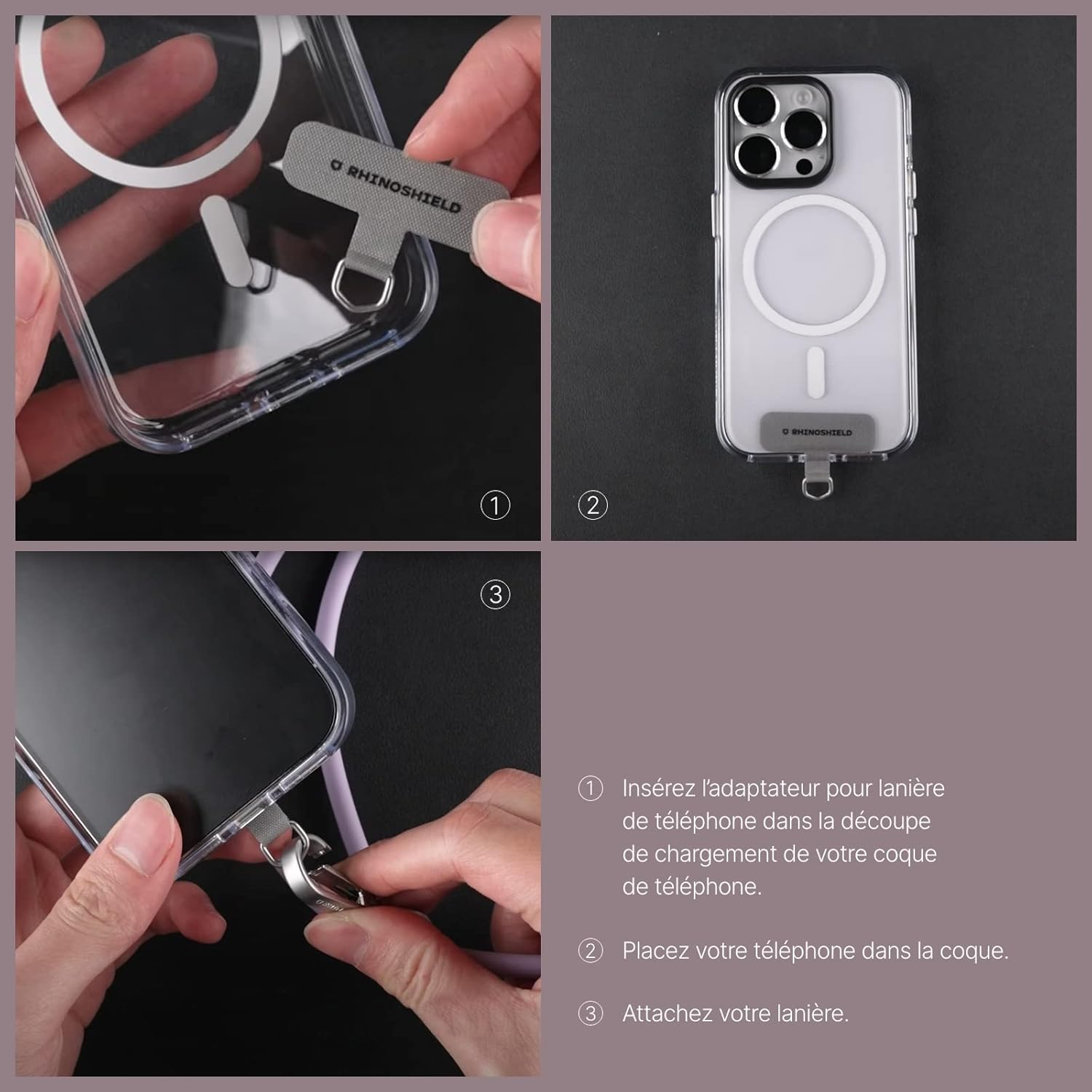 Thumbnail 3 de RHINOSHIELD Sangle de téléphone avec boucle magnétique et attache ultra-rapide — adaptateur inclus