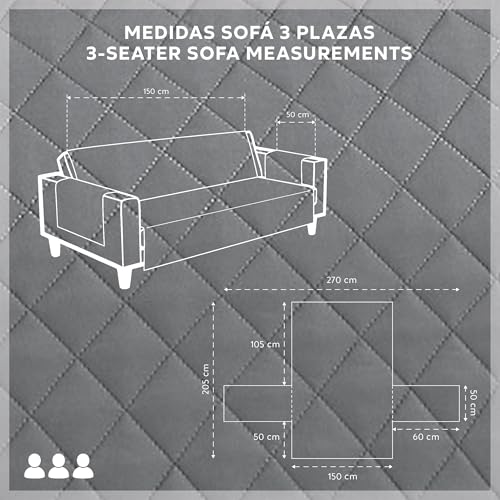 Thumbnail 2 de Textilhome Funda Cubre Sofá Malu 3 Plazas 🛋️ Resistente y Reversible