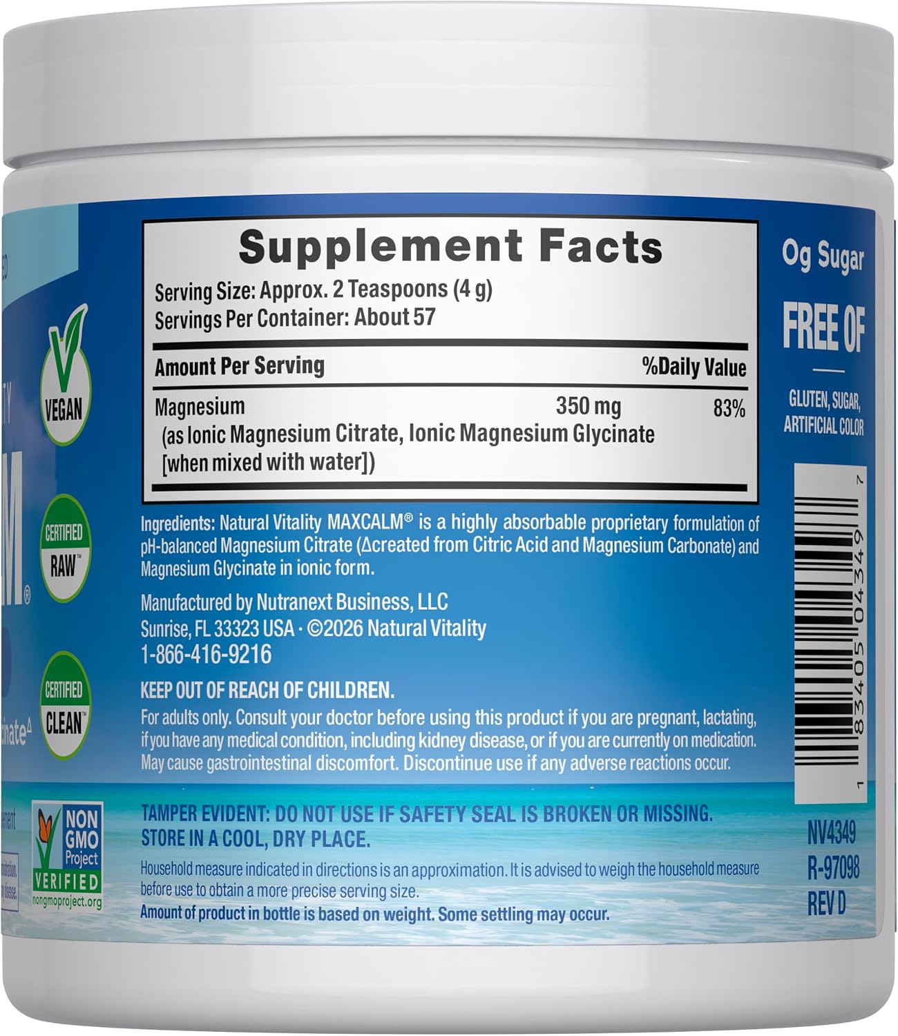 Thumbnail 1 de Natural Vitality Magnesium Powder 8 oz