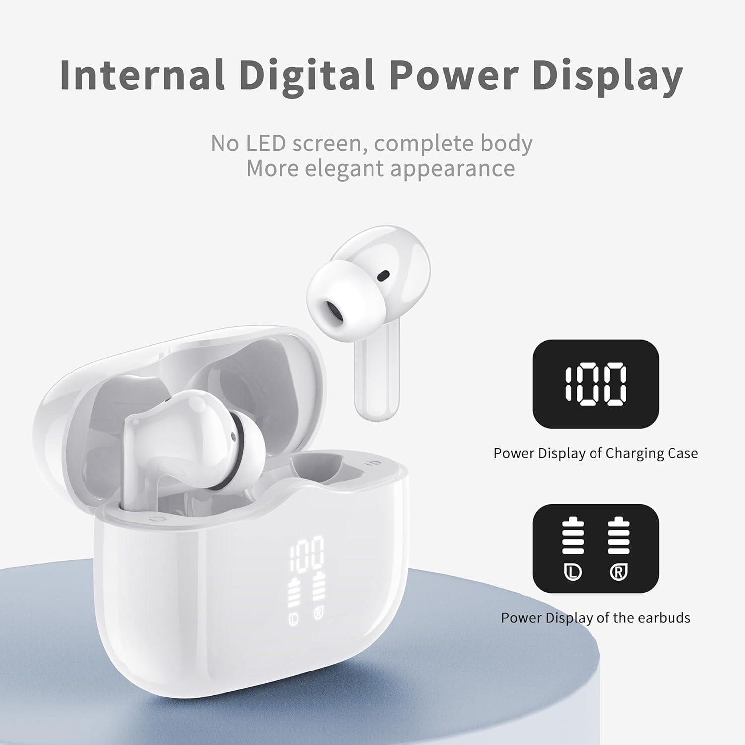 Thumbnail 4 de xinwld Wireless Earbuds (Bluetooth 5.4) with 4 ENC Mic, HiFi Stereo & 40H Playtime — White