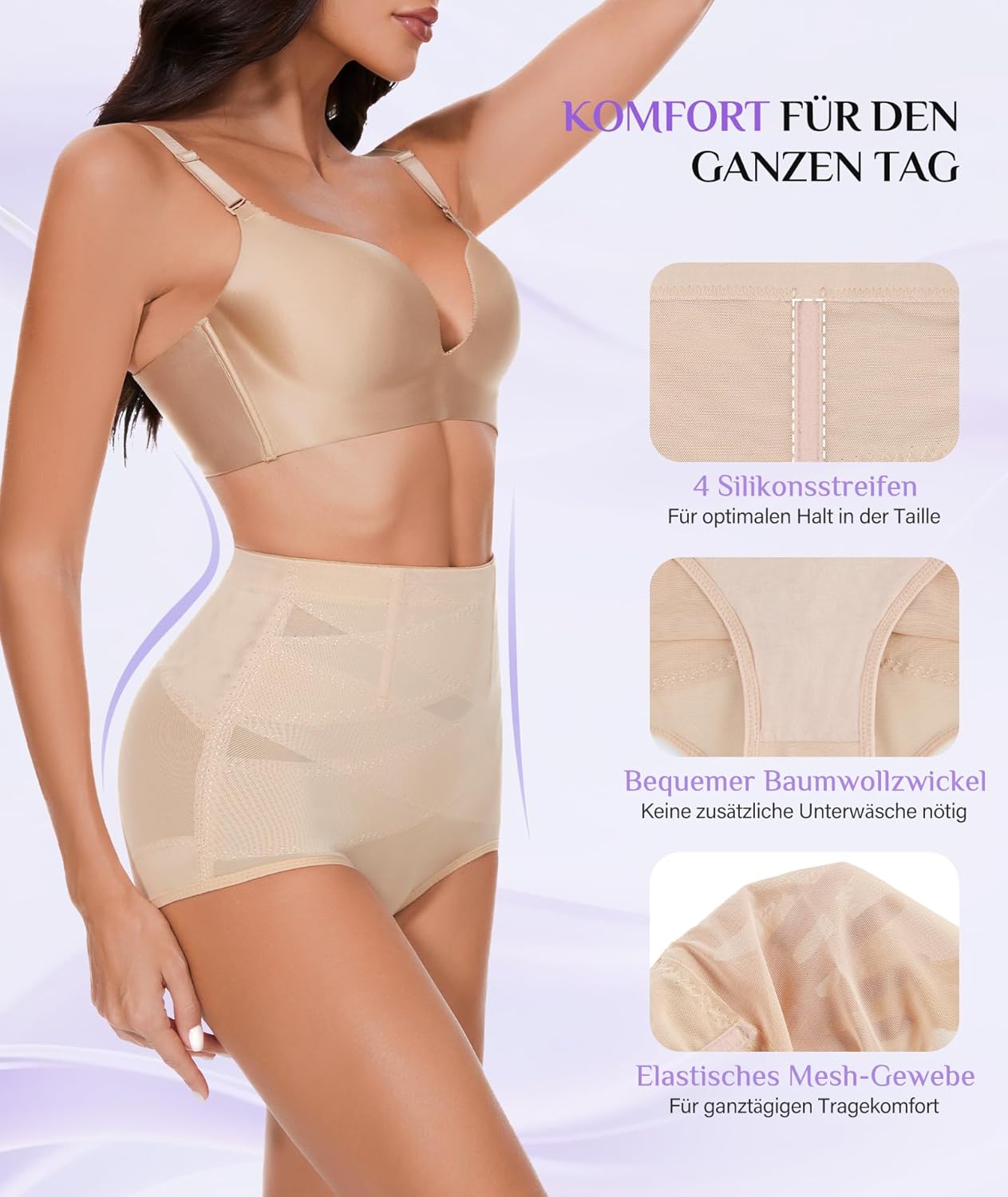 Detalle de YADIFEN Damen Shapewear Bauchweg Hochtaillierte Miederhose – Figurschmeichler mit komfortablem Mesh