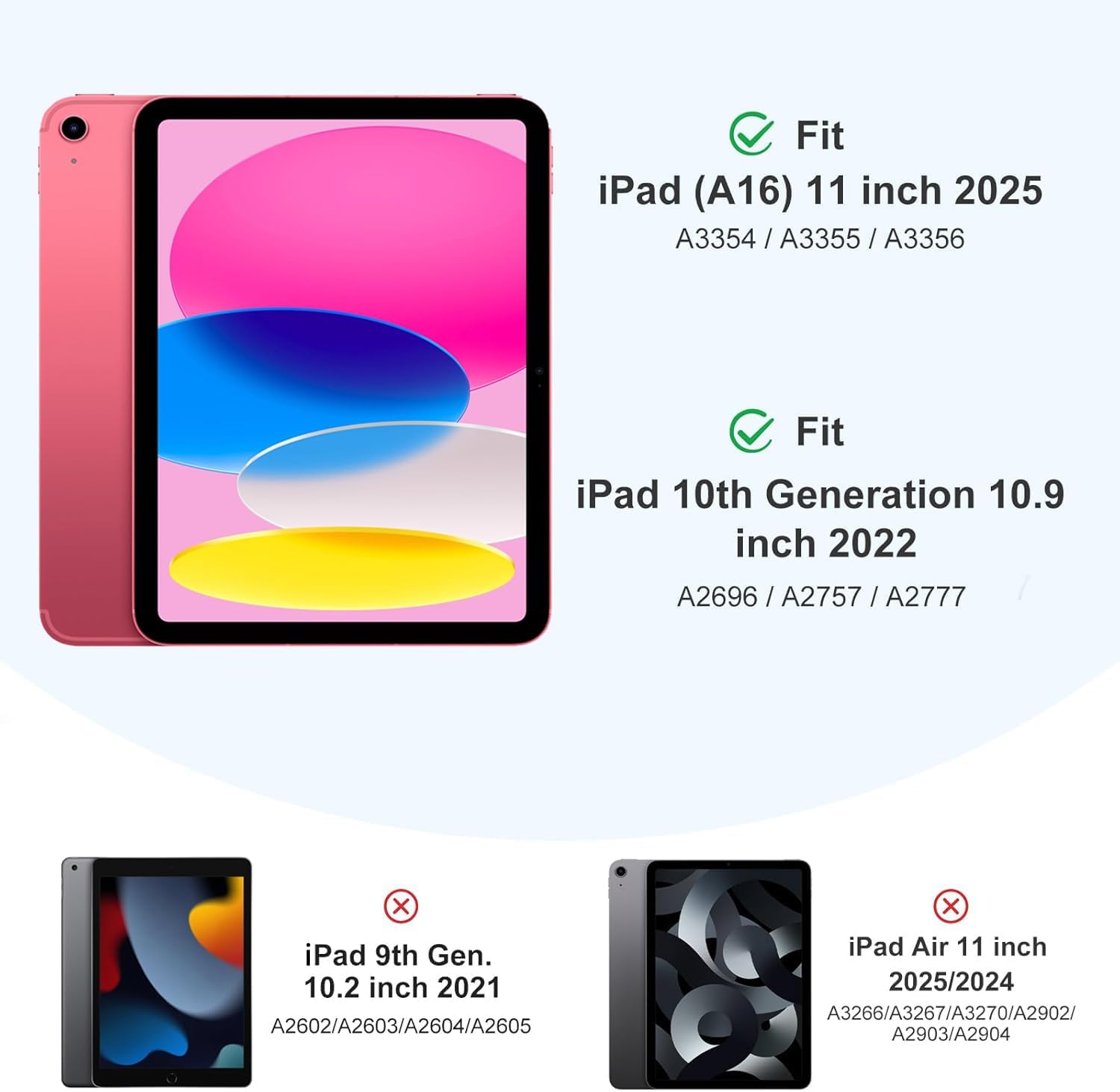 Detalle de Hülle für iPad 11. Generation (A16, 2025) & iPad 10. Generation (2022) – Hellblau mit Stifthalter, Ständer & Schlaf/Wachen