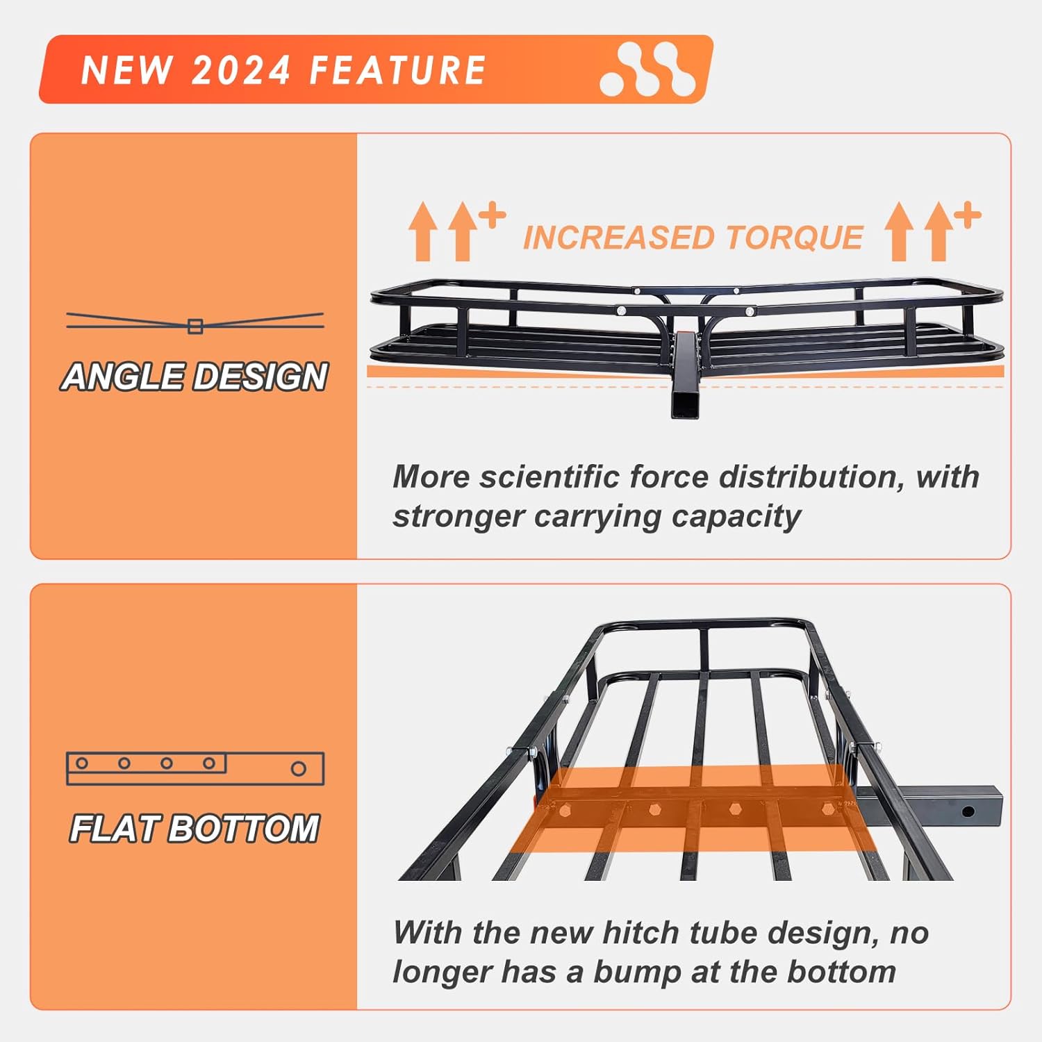 Detalle de MeeFar Hitch Mount Cargo Carrier Basket with Waterproof Bag, Cargo Net, Straps & Hitch Stabilizer (2" Receiver, 500 Lbs Capacity)