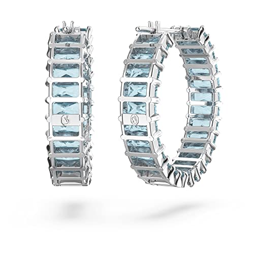 Detalle 2 de Swarovski Pendientes de aro Matrix aguamarina Talla Princesa 💍