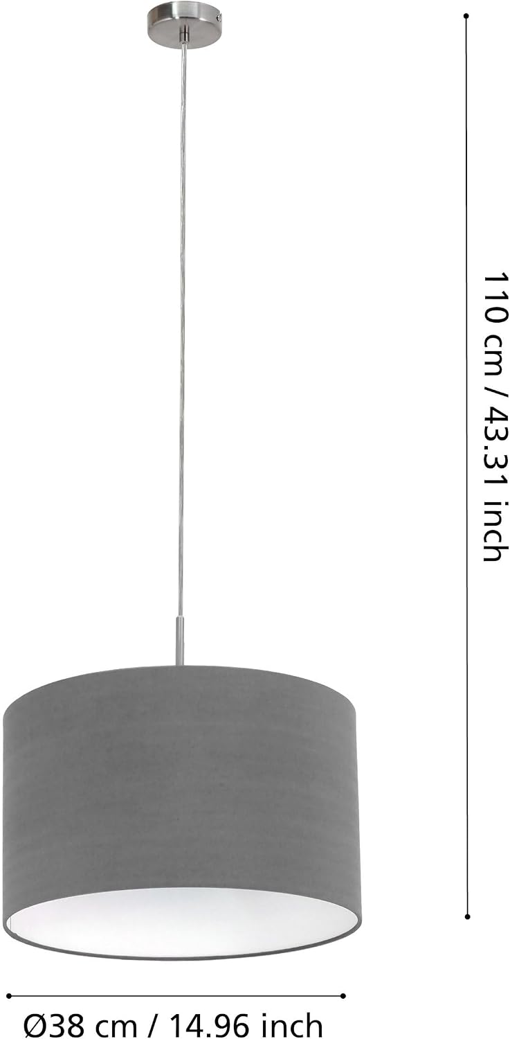 Detalle de EGLO PASTERI 31573 – lampa wisząca z abażurem z tkaniny, Ø 38 cm, E27