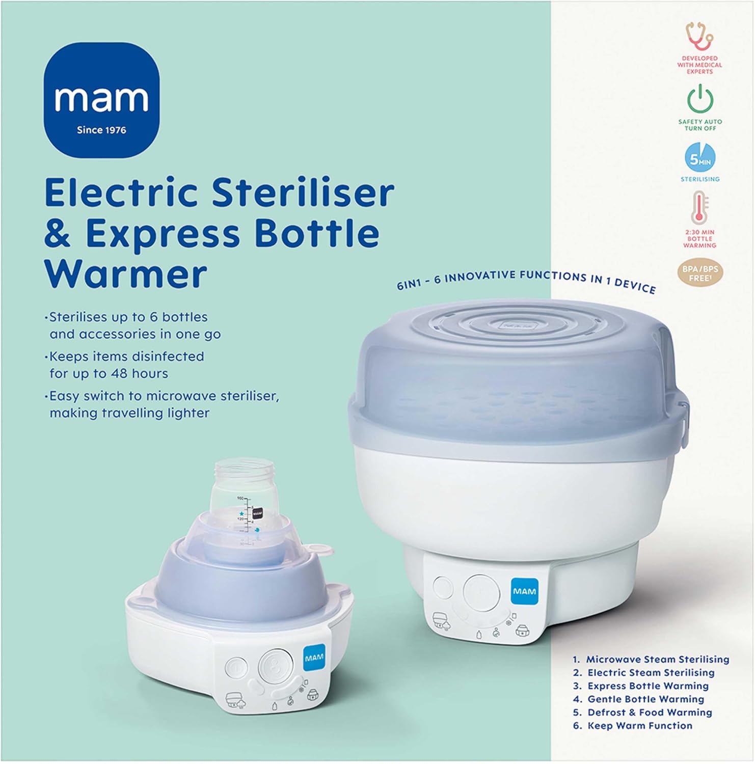 Thumbnail 1 de MAM Electric Steriliser & Express Bottle Warmer with 6 Functions