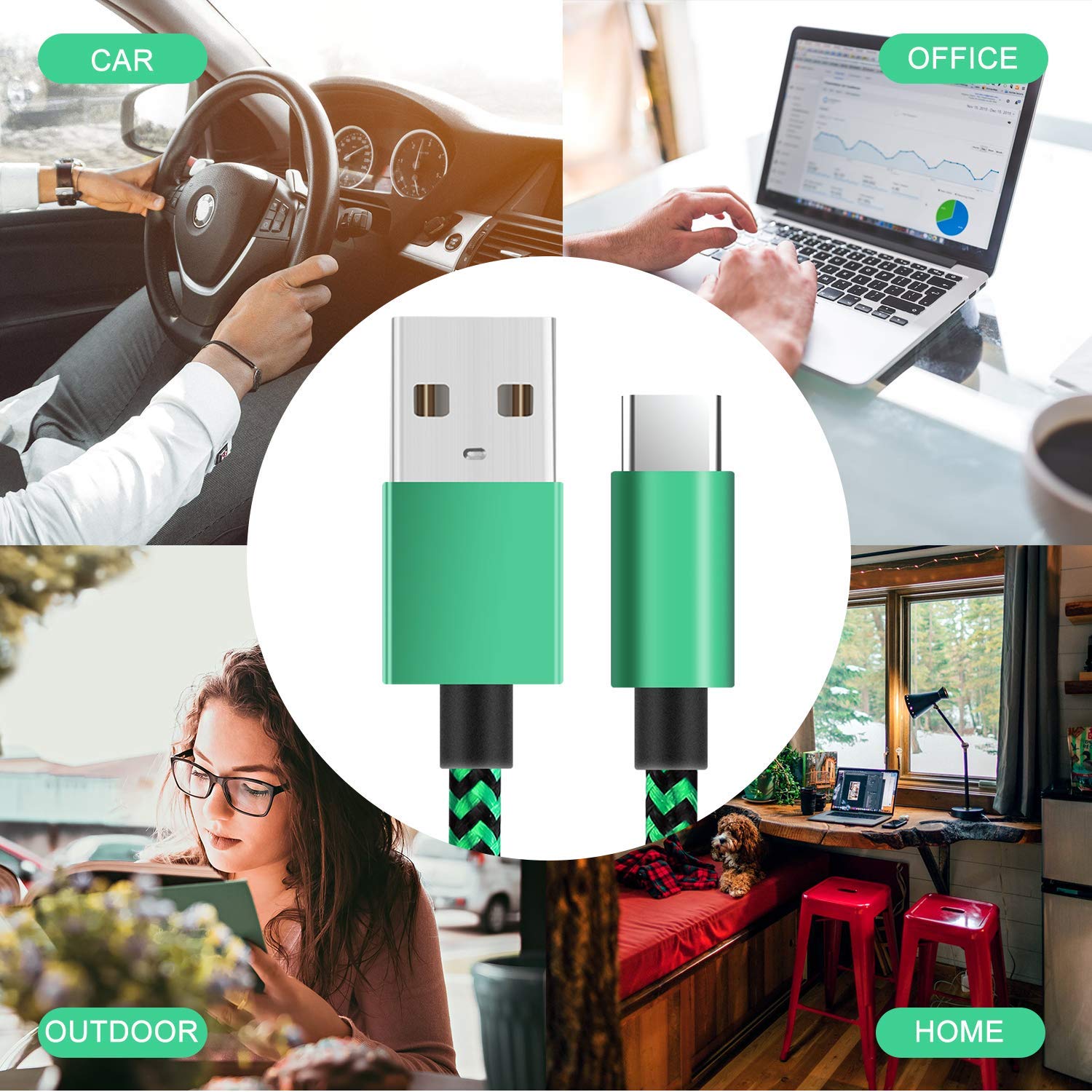 Thumbnail 5 de AWINBOW USB C Cable 2 m — 5 pack