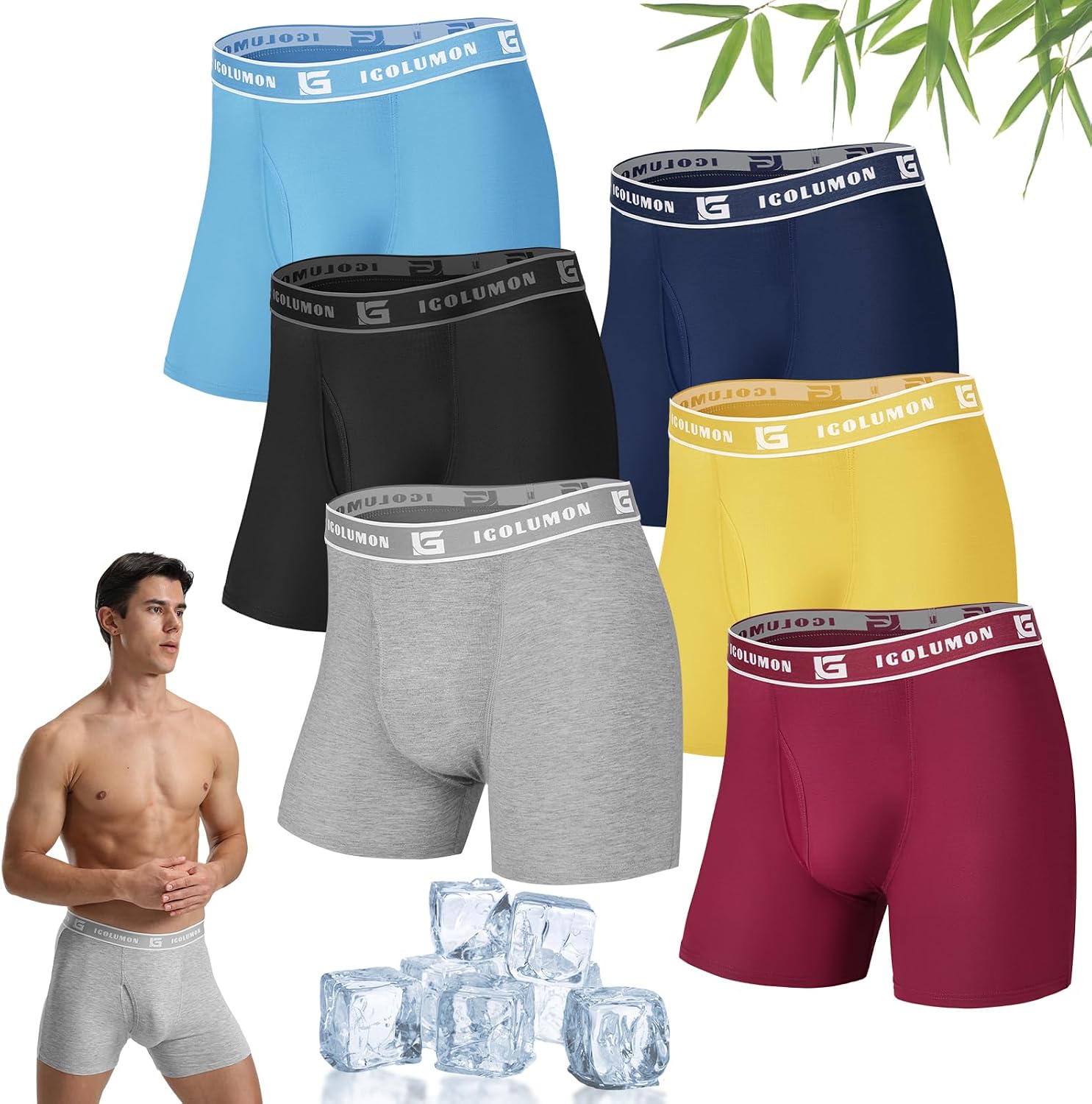 Thumbnail 6 de IGOLUMON Herren-Boxershorts im 6er-Pack aus Bambus: atmungsaktive Trunks ohne Etikett