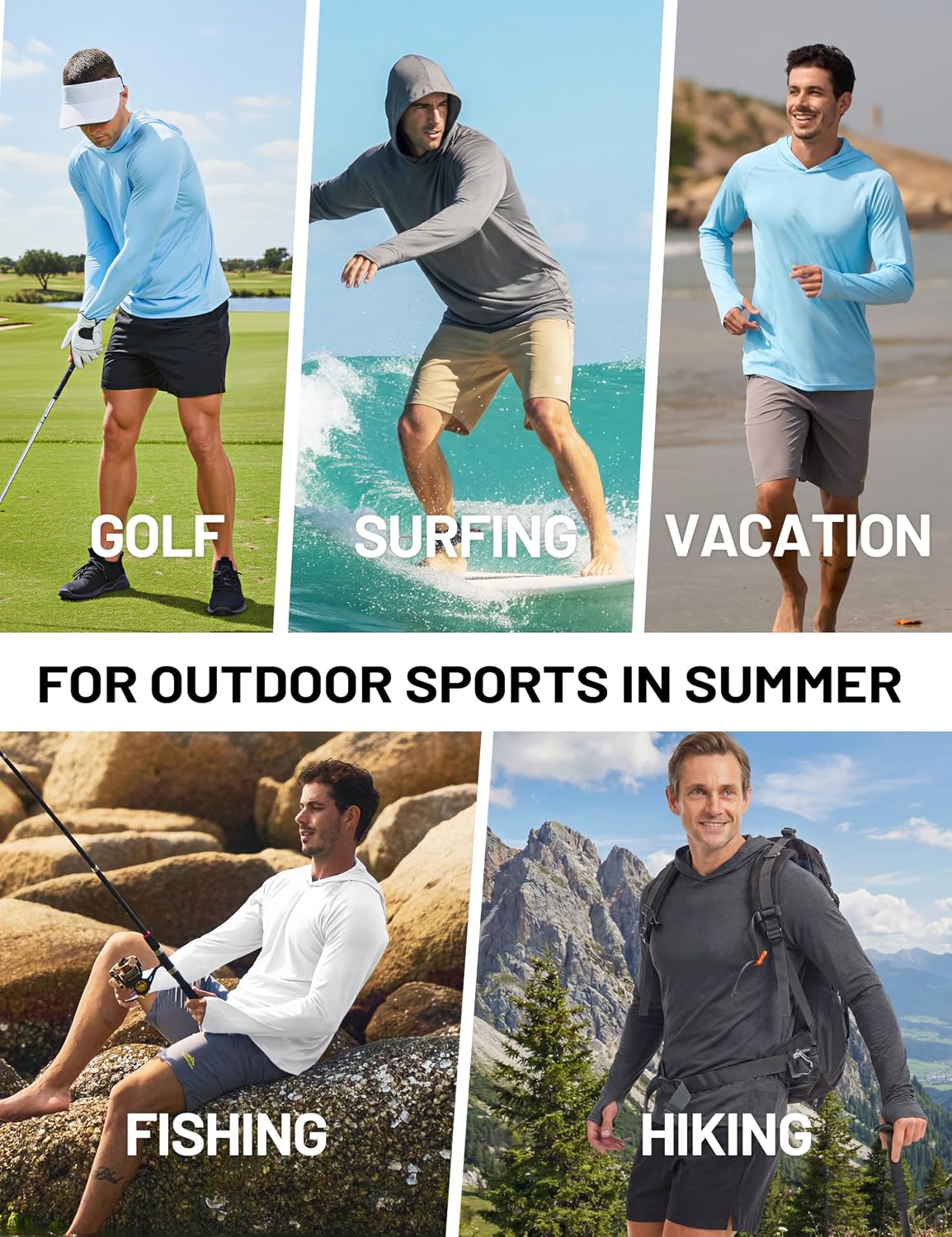 Detalle de TACVASEN UPF 50+ sun protection hoodie