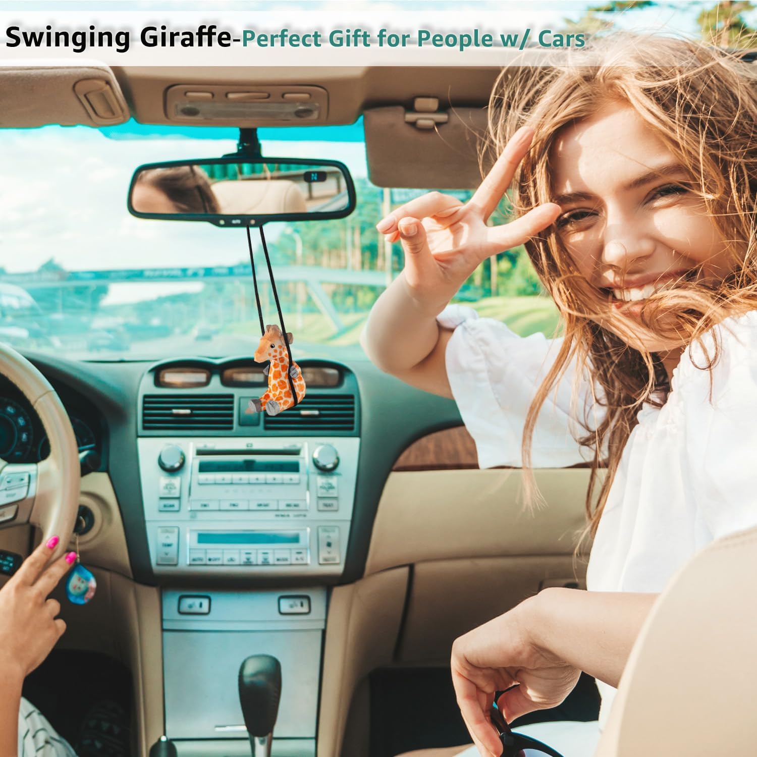 Detalle de VIPbuy handgefertigte schwingende Holz-Giraffe zum Aufhängen im Auto (Dekoration fürs Auto, Geschenk)