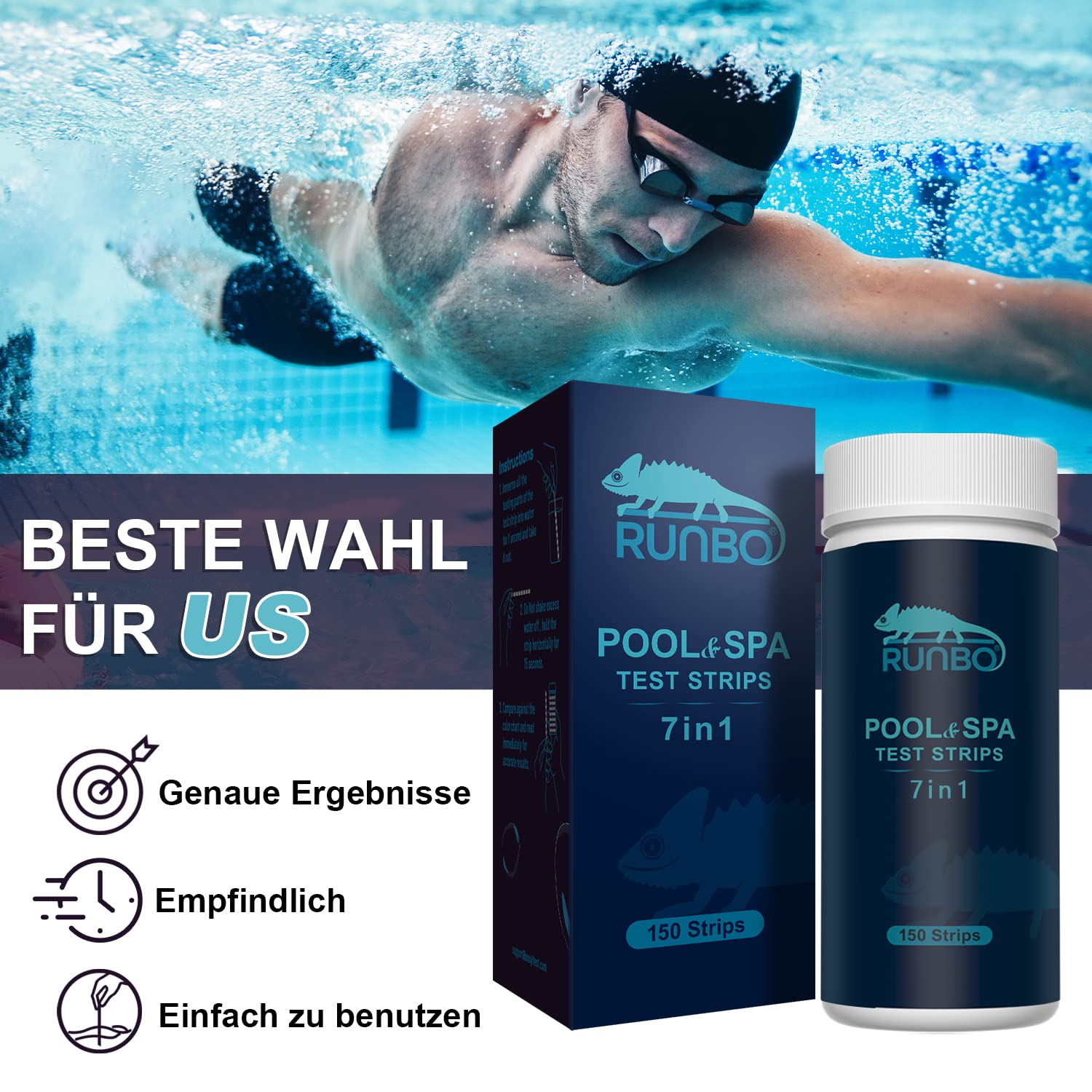 Detalle 2 de RUNBO 7 in 1 Hot Tub Test Strips 150 pack