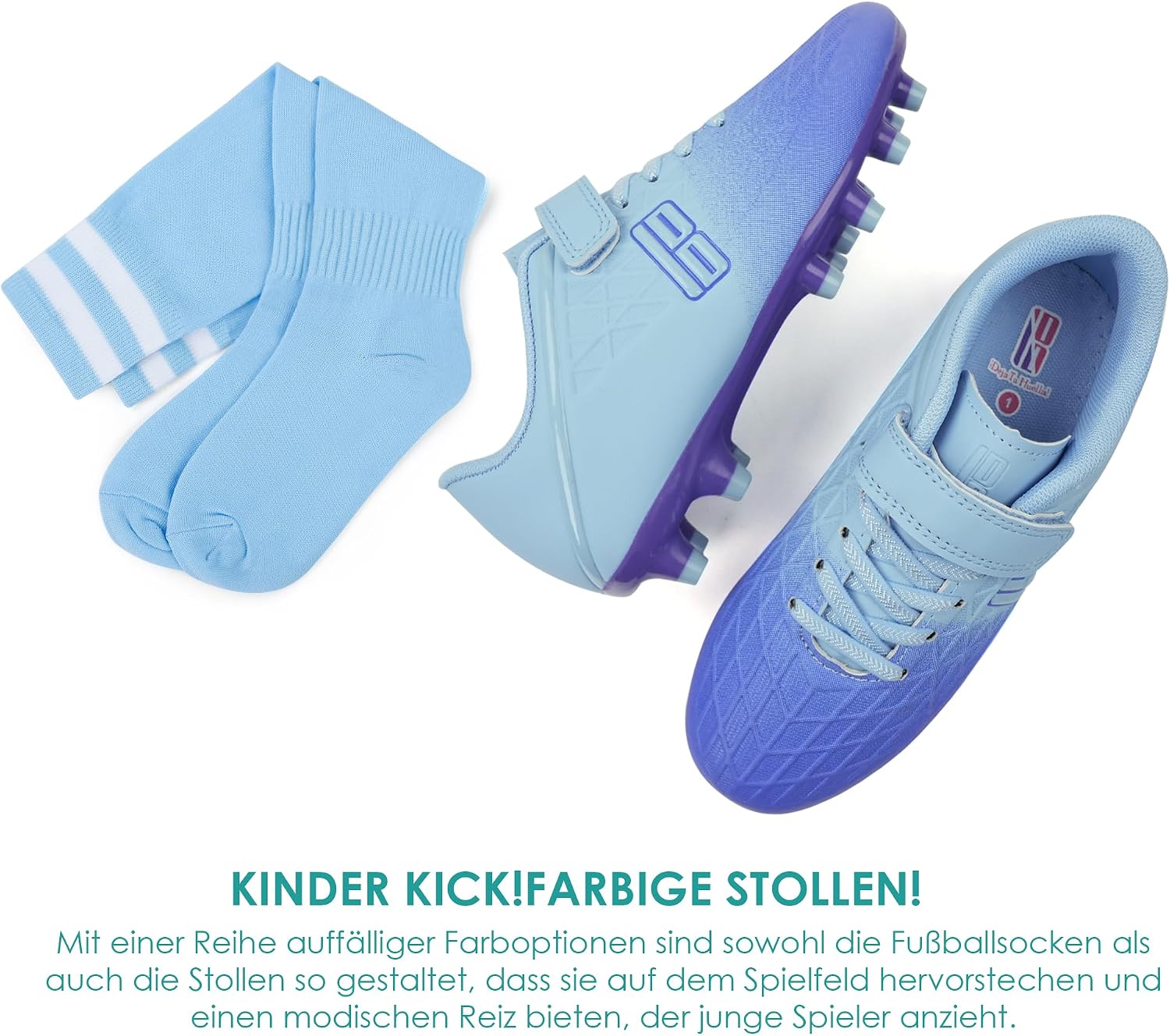 Detalle 2 de JABASIC Kinder-Fußballschuhe für festen Boden