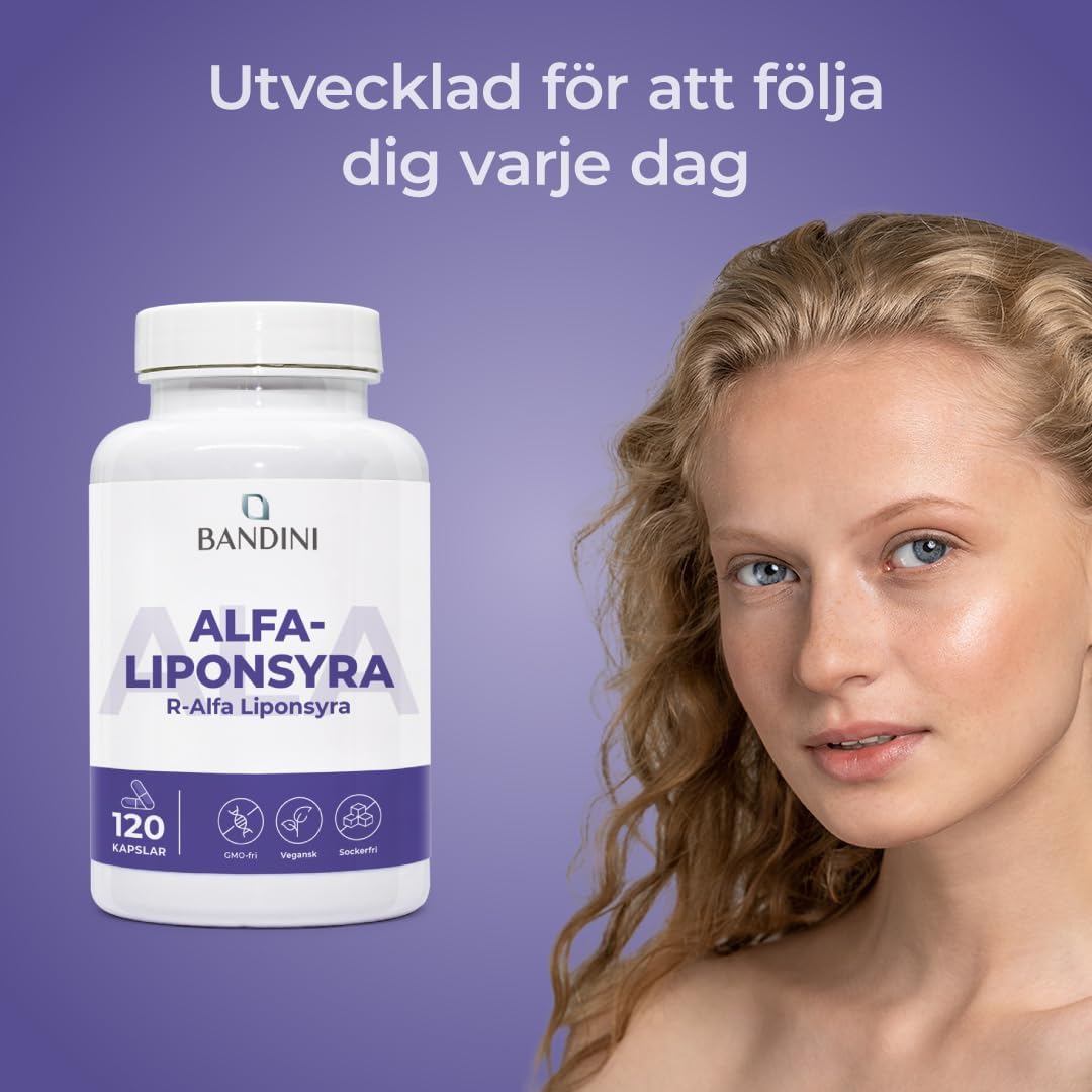 Detalle de BANDINI ALA alfa-liponsyra 650 mg, 120 vegetariska kapslar