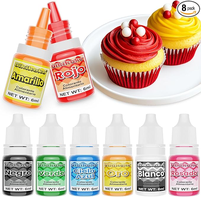 Colorante Alimentario Gel 8 Colores para Repostería 🎨