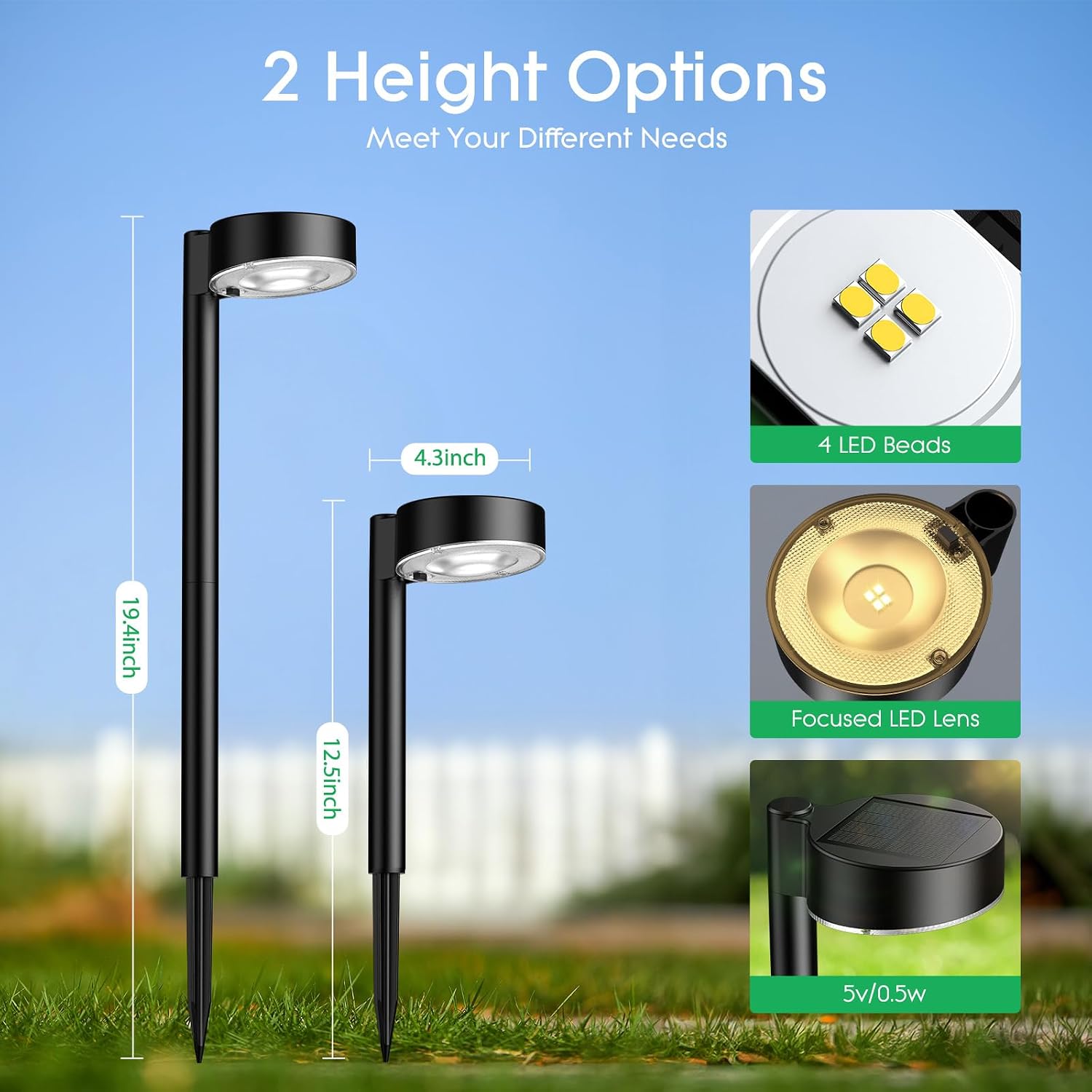 Thumbnail 6 de TuyLuxe Solar Lights Outdoor Garden 4 Pack – 2X Brighter, IP65 Waterproof Pathway Lights