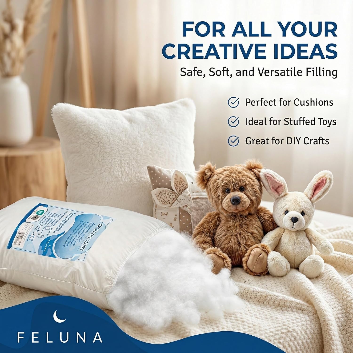 Thumbnail 2 de Feluna 42856446356185 Cushion Filling, 0.5 kg Polyester, Oeko-Tex, Washable