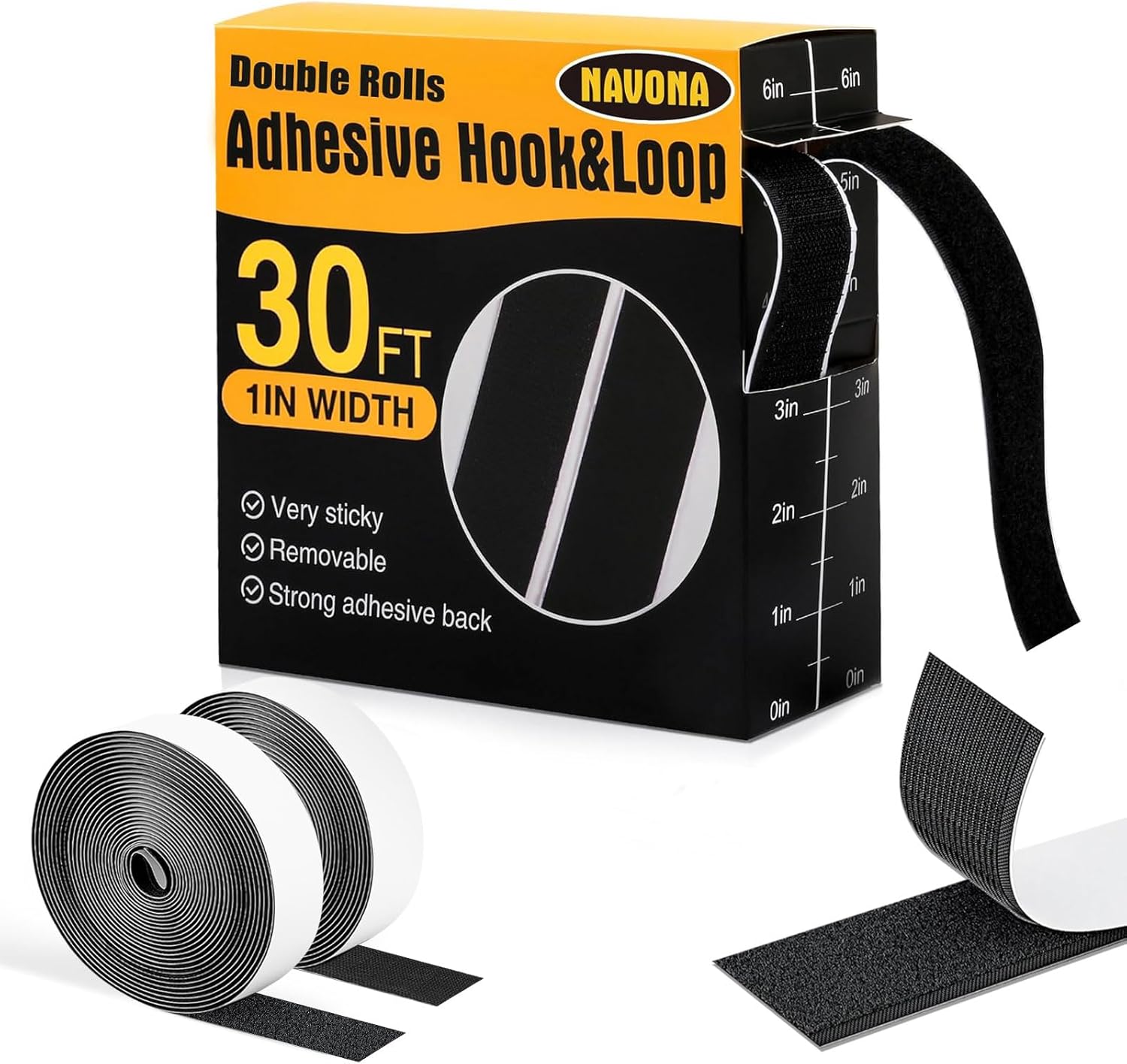 Thumbnail 6 de 9m x 25mm White Double-Sided Hook and Loop Tape (Extra Strong, Self-Adhesive)