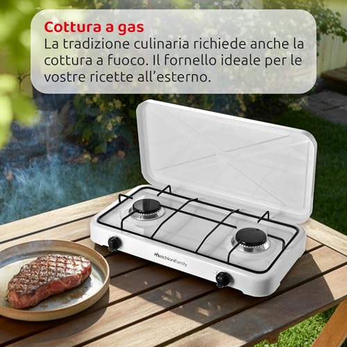 Detalle 2 de Melchioni Family | MINERVA NEW Fornello a Gas 2 Fuochi – Bianco, Esterno, GPL