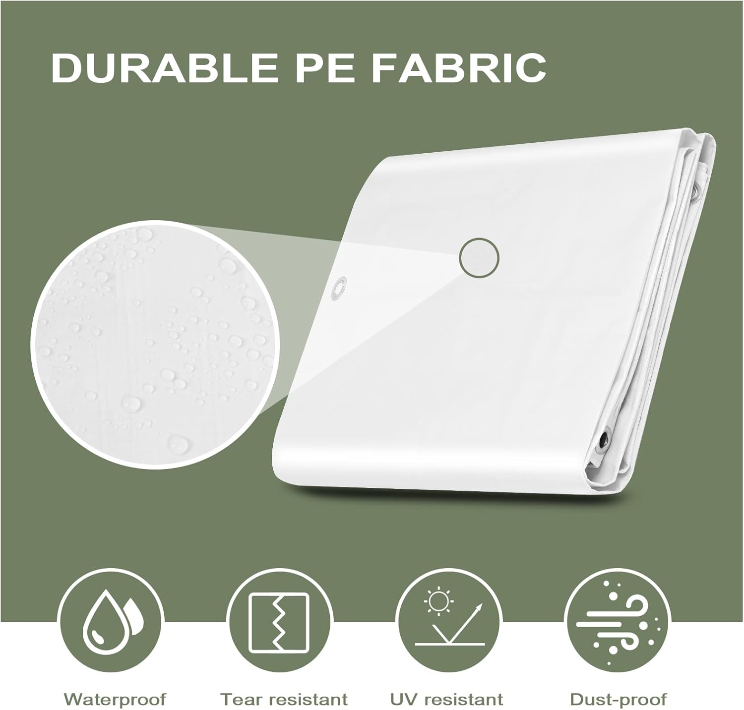 Thumbnail 1 de Bâche de protection WOLTU 3x3 m en PE 140 g/m² imperméable anti-UV avec œillets