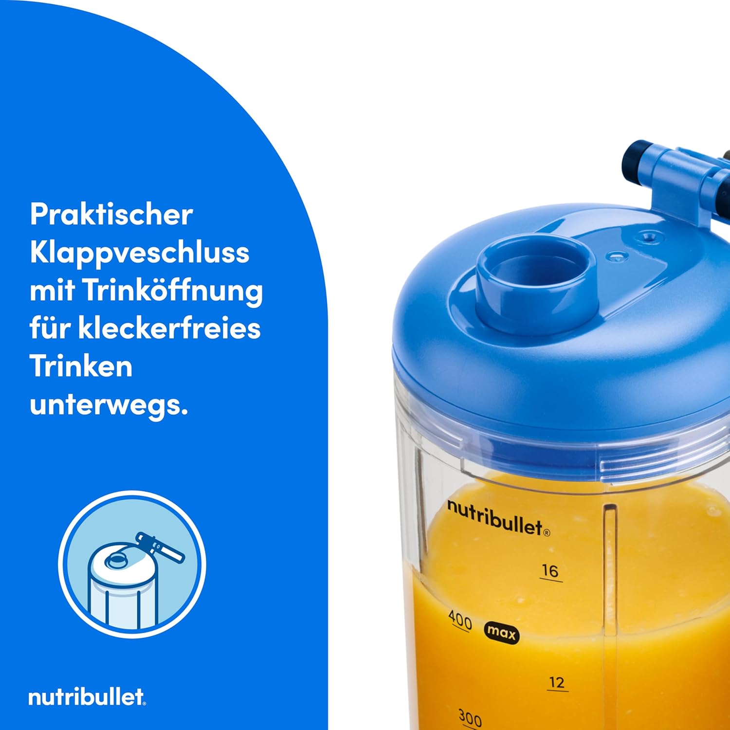 Thumbnail 5 de nutribullet Flex 590ml – Tragbarer Smoothie-Mixer mit Trinkdeckel, USB-C, BPA-frei, Blau (NBP013BL)