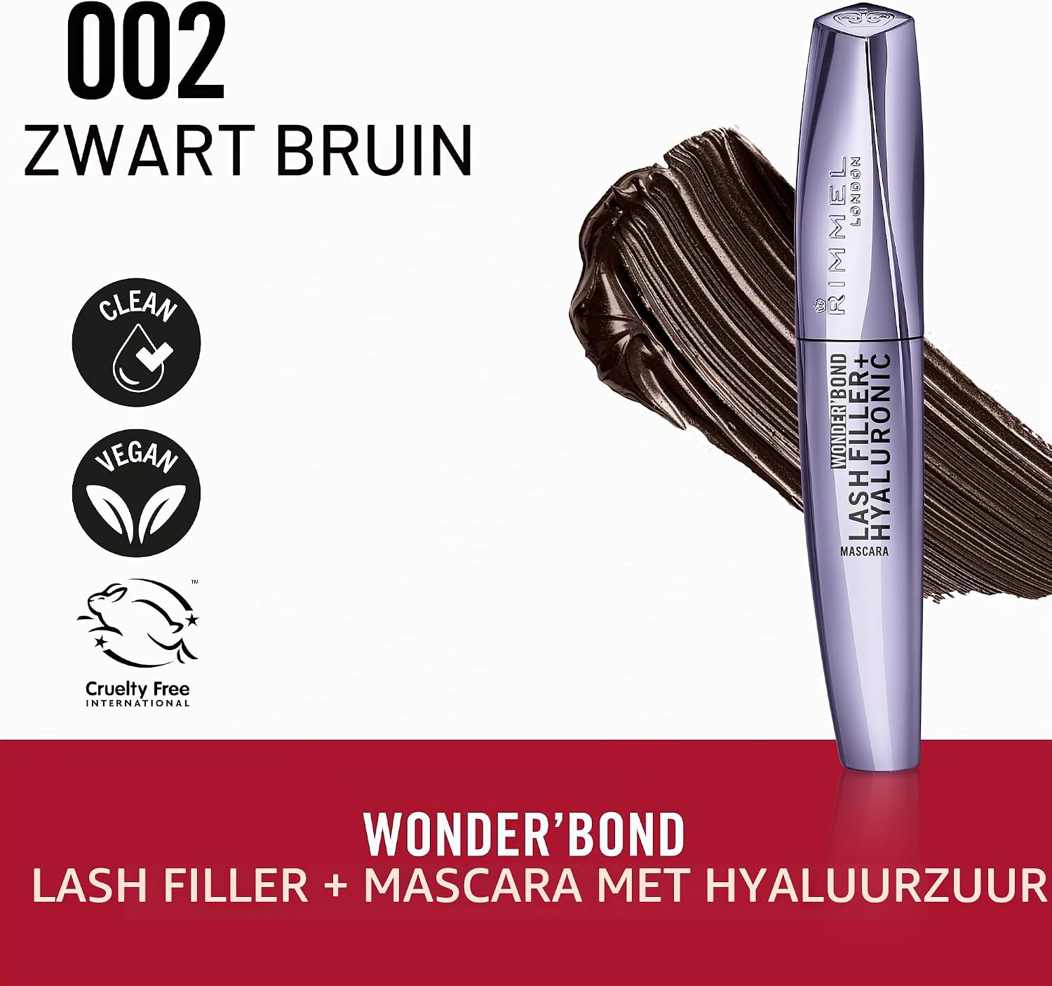 Detalle de Rimmel Wonder'Bond Lash Filler+Hyaluronic 99350239514 mascara, bruin, 11 ml
