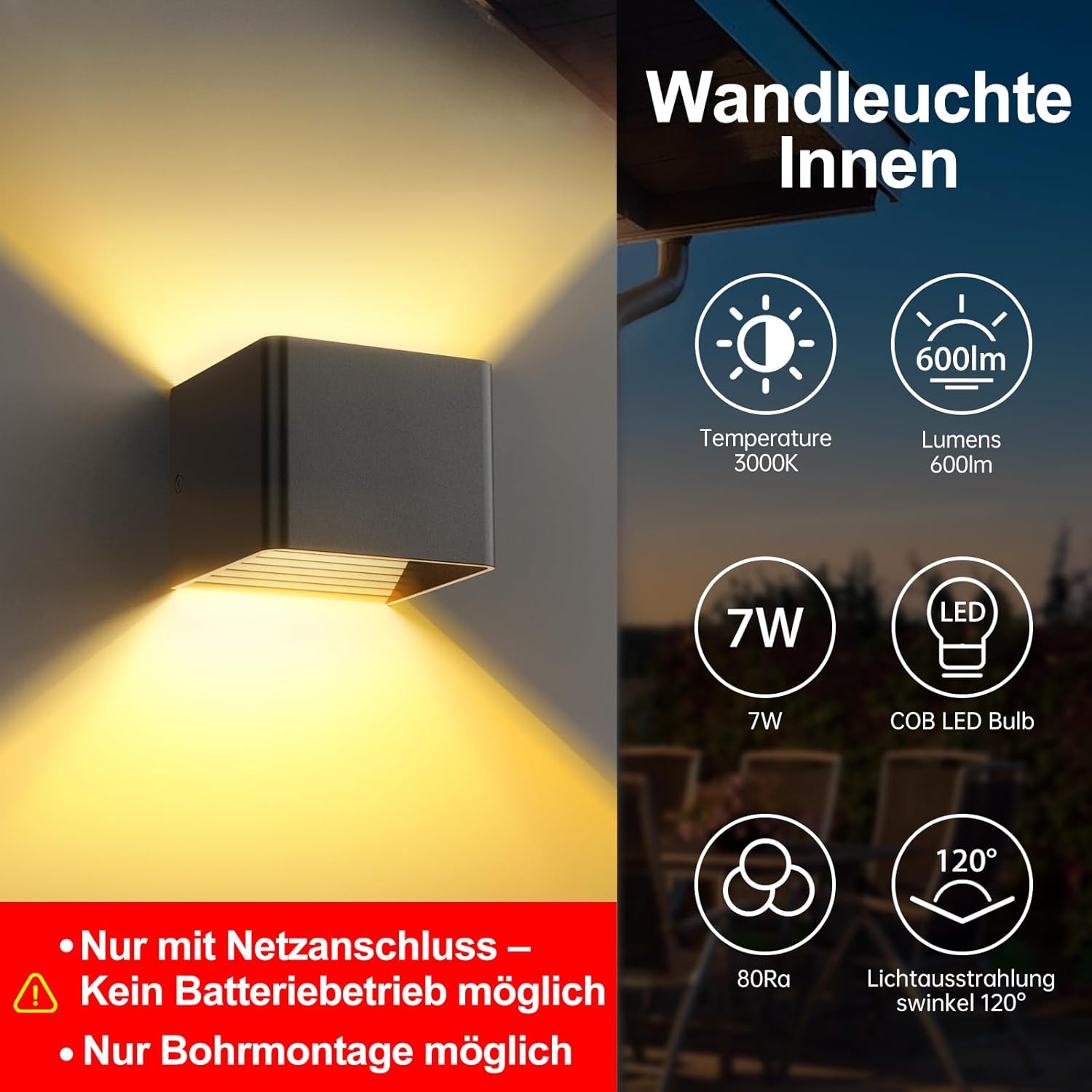 Thumbnail 1 de HANDSONIC LED Wandleuchte 7 W Schwarz