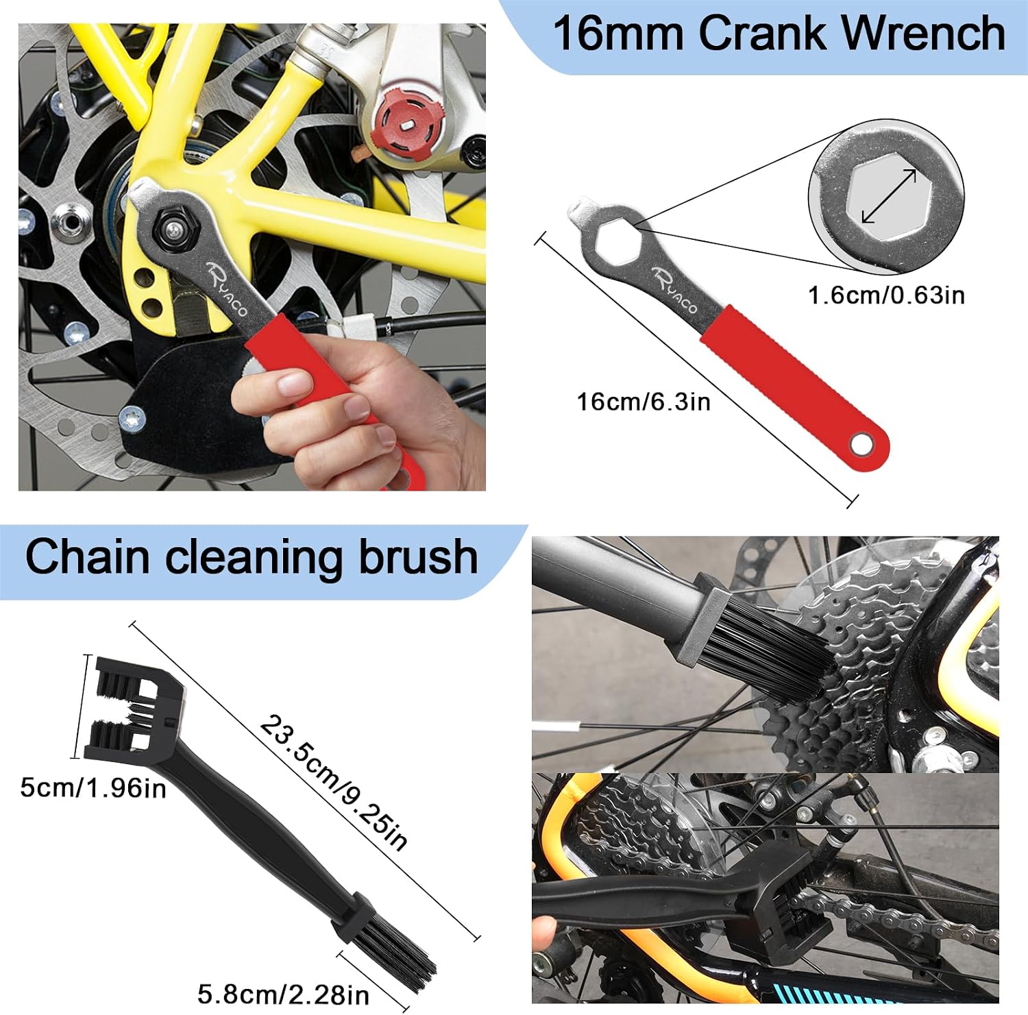 Thumbnail 6 de Ryaco 12-piece bike chain tool set for 6–12 speed chains with cleaner brushes, rivet and cutter
