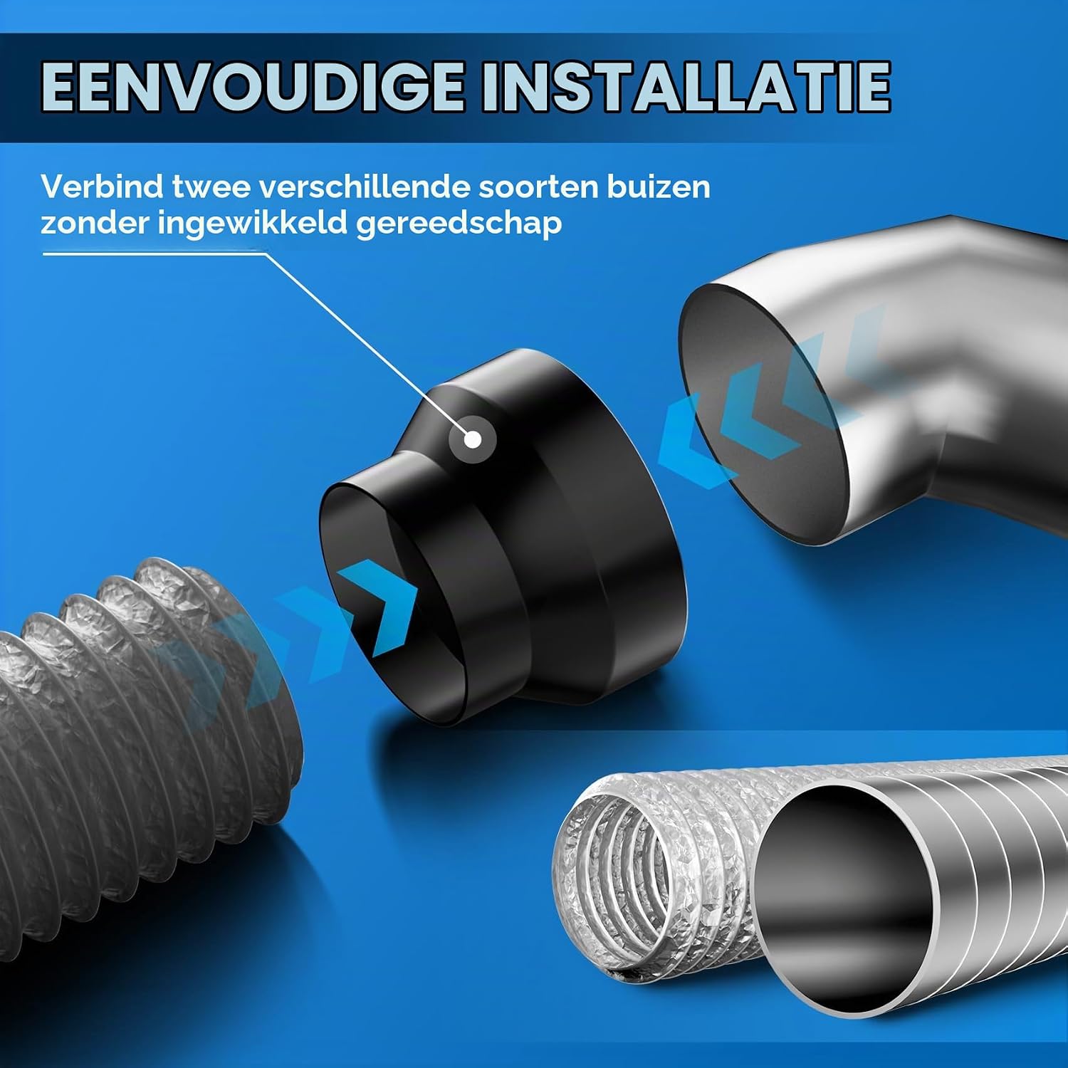 Detalle 1 de Hon&Guan 100 mm naar 75 mm verloopstuk van verzinkt staal voor ventilatie